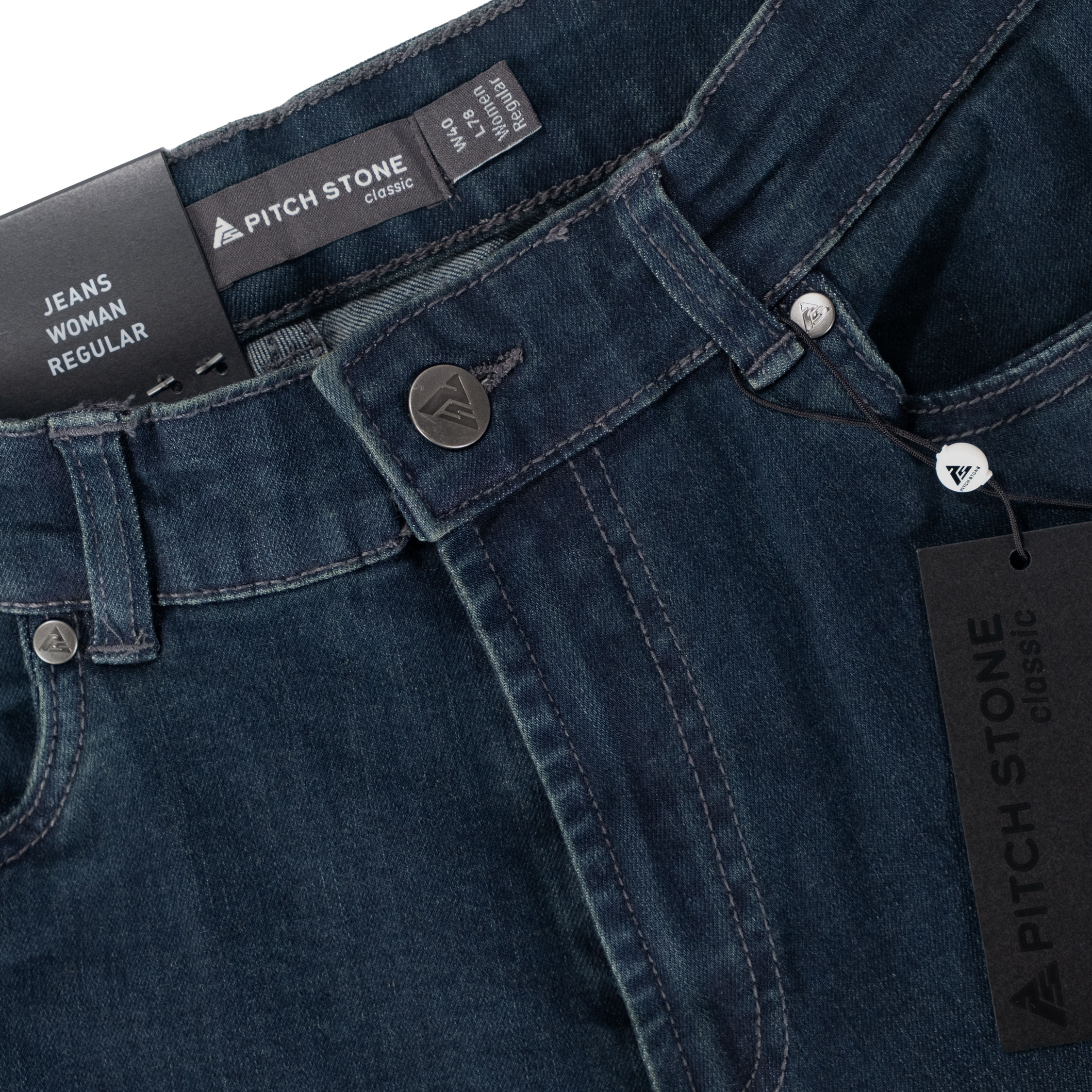 Pitch Stone Regular Fit jeans dam, Dark blue washed