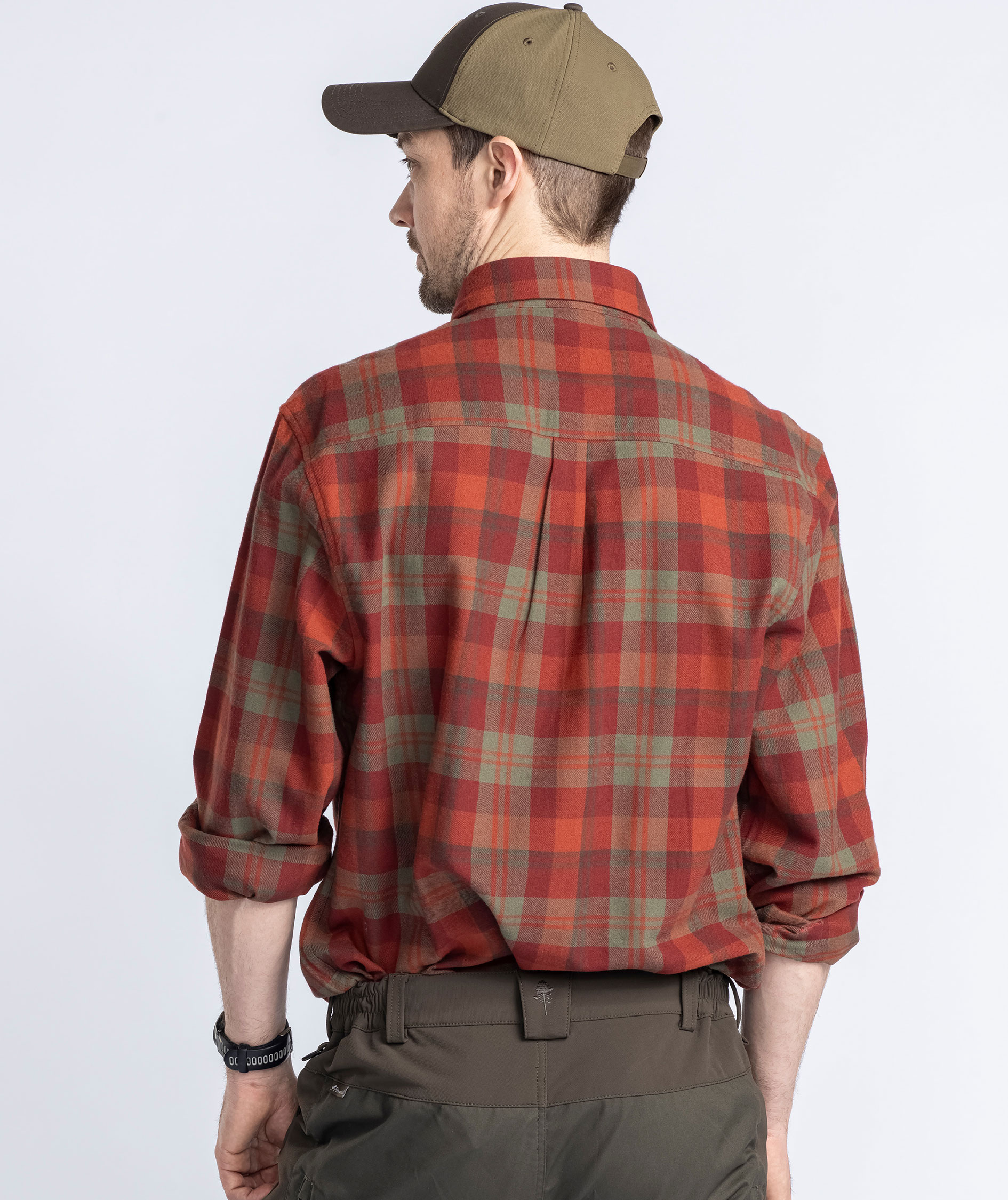 Pinewood H&auml;rjedalen regular fit flannel skovmandsskjorte, Terracotta/Green, large image number 3
