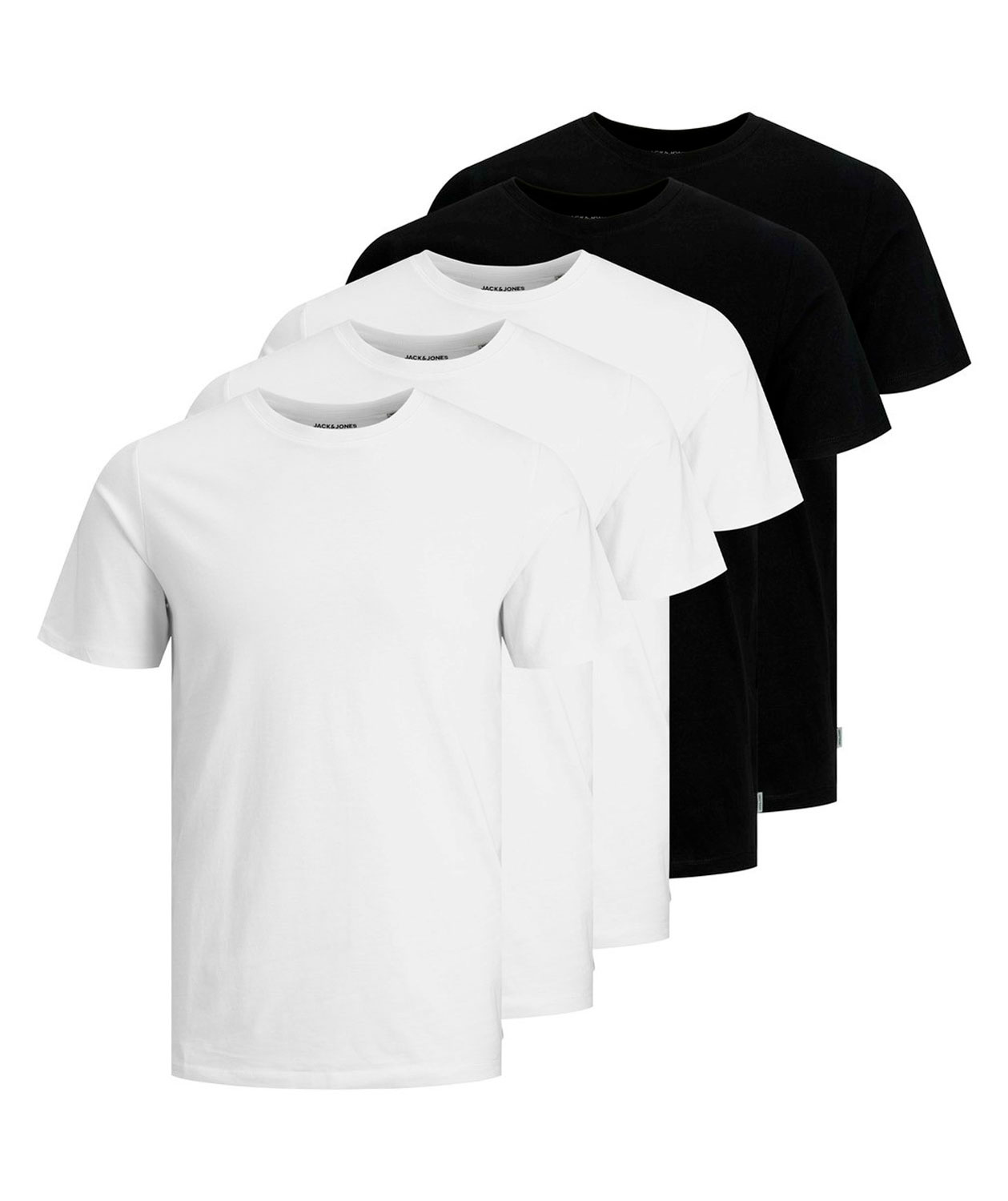 Jack & Jones JJEORGANIC 5-pak T-shirt, Hvid/Sort, large image number 0