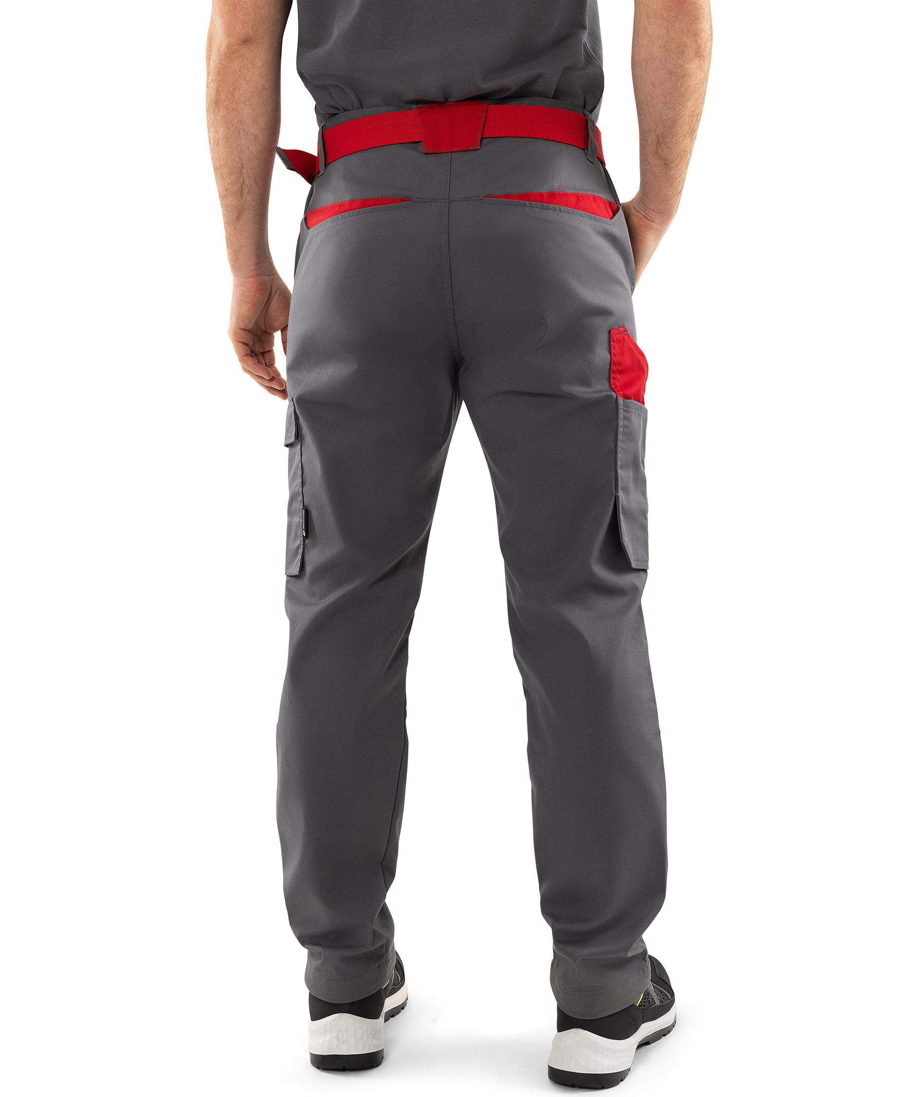 Fristads servicebukse 2930 GWM, Gr&aring;/R&oslash;d, large image number 4