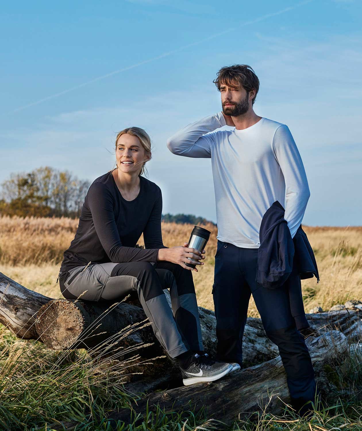 South West Leo ekologisk l&aring;ng&auml;rmad T-shirt, Vit