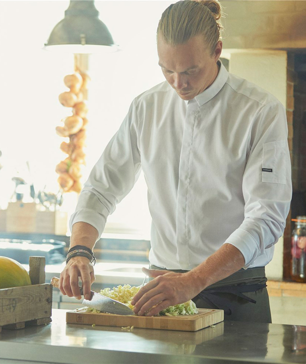 Kentaur modern fit kock-/service skjorta, Vit