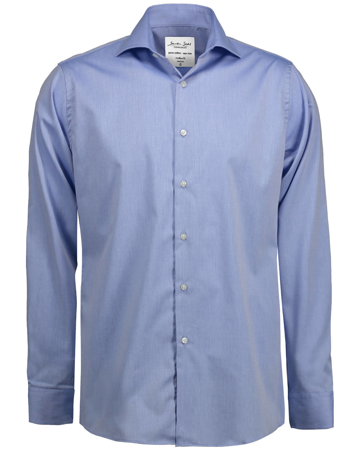 Seven Seas modern fit Fine Twill skjorta, Ljusbl&aring;