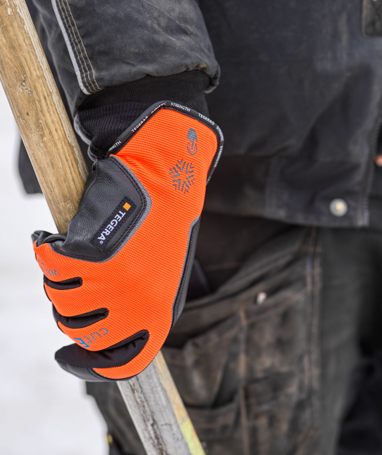 Tegera 7799 vinterhandsker med sk&aelig;rebeskyttelse Cut E, Orange/Sort, large image number 2