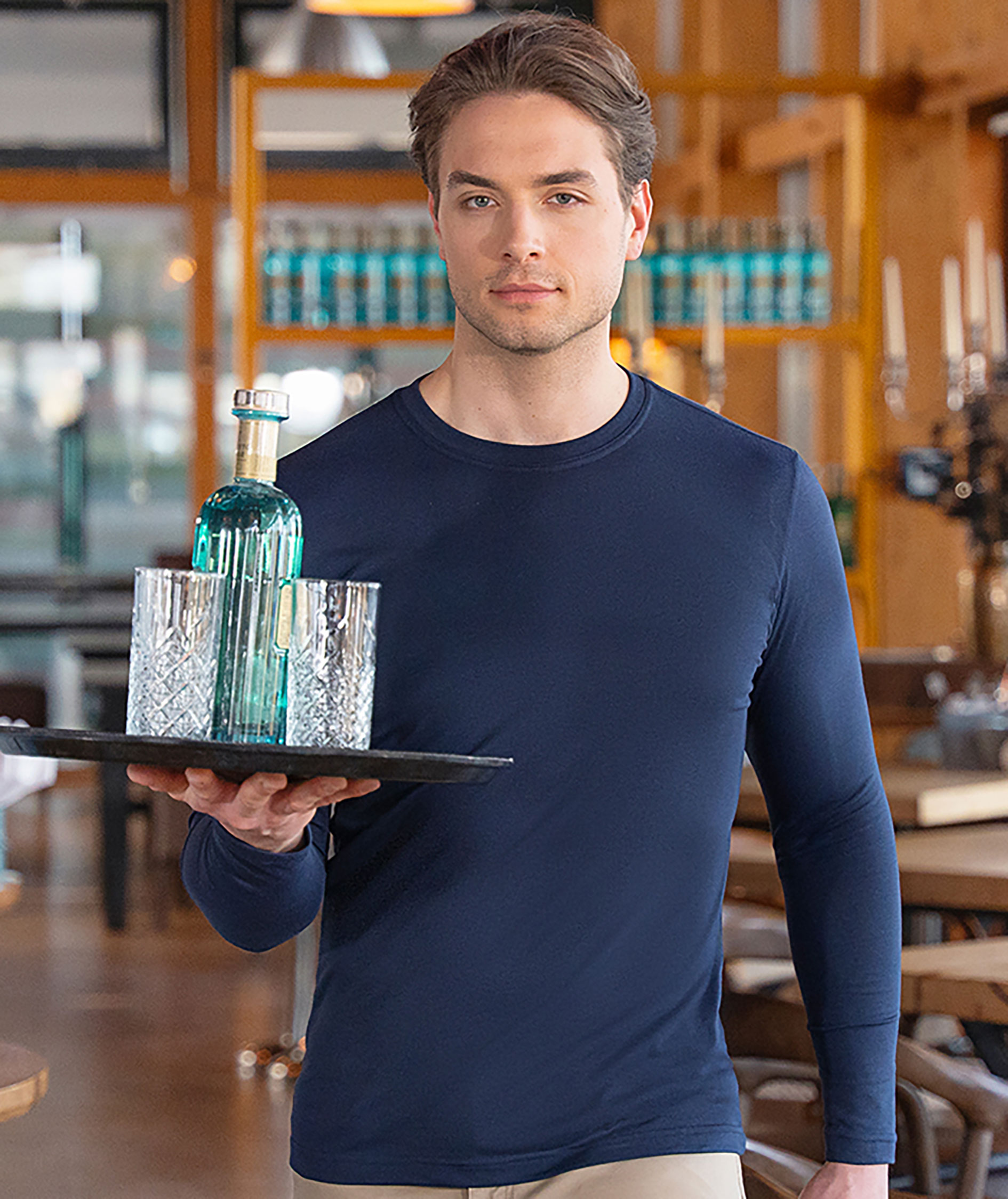 Karlowsky Casual-Flair lang&aelig;rmet t-shirt, Navy, large image number 5