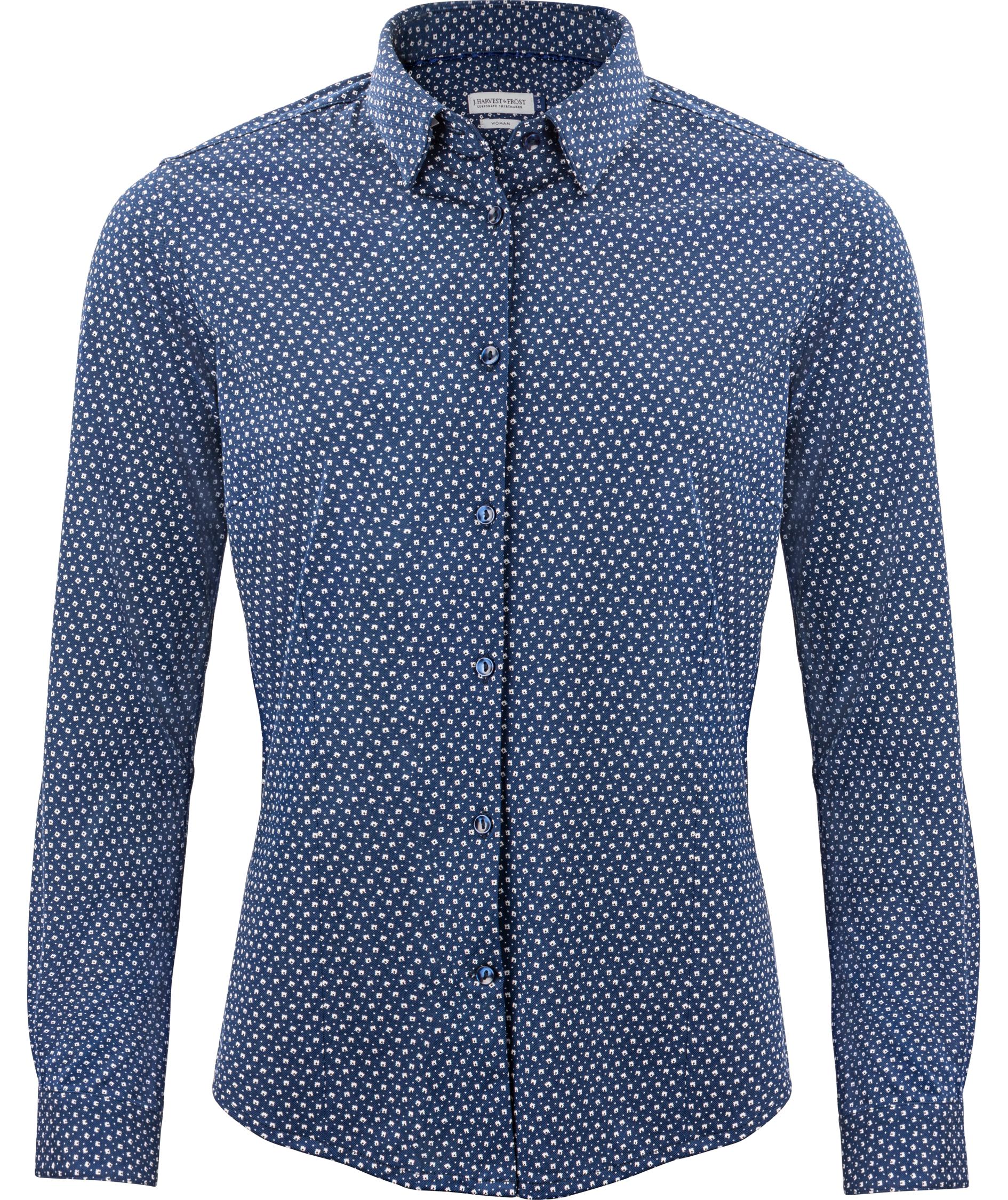 J. Harvest & Frost Piqu&eacute; Indigo Bow 131 lady fit shirt, Navy Print, large image number 0