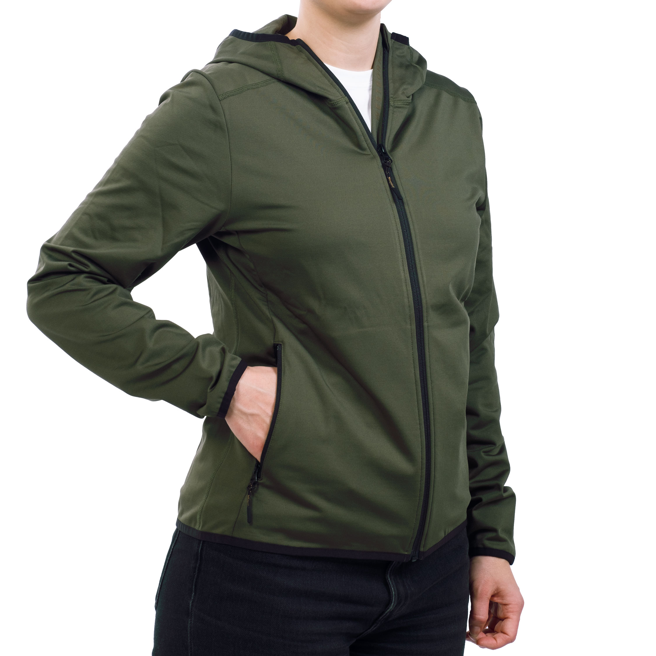 Westborn hoodie med dragkedja dam, Dusty Olive