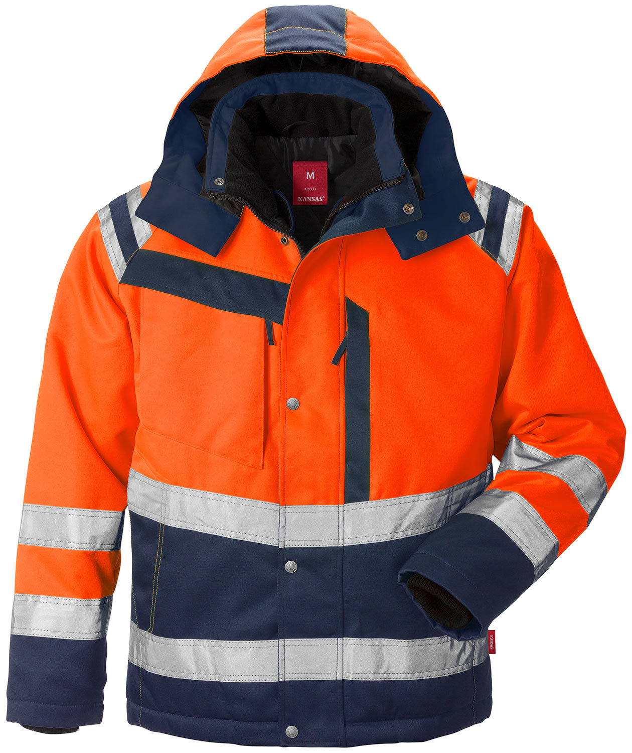 Kansas vinterjacka 4043, Varsel Orange/Marinbl&aring;