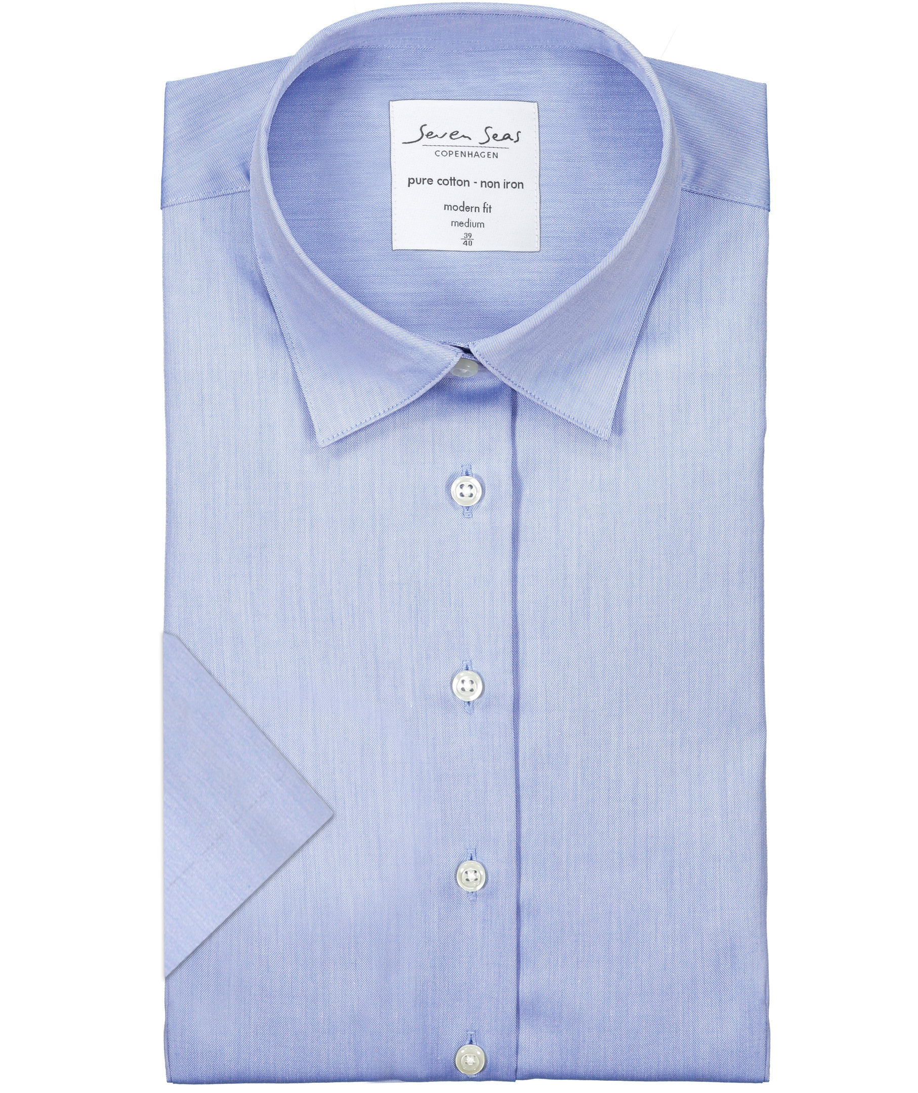 Seven Seas Fine Twill kort&auml;rmad Modern fit skjorta dam, Ljusbl&aring;, large image number 4