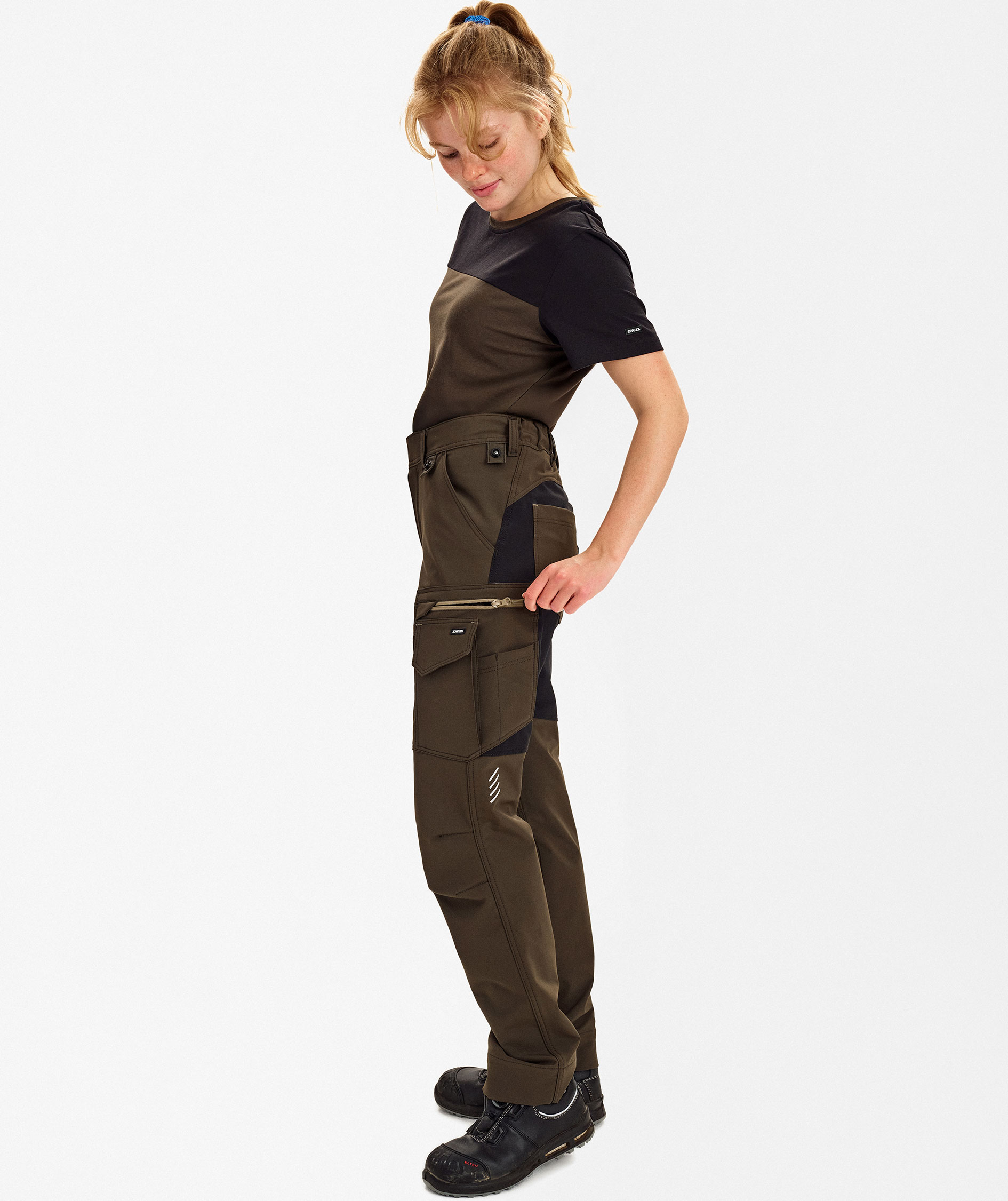 Engel Entire dame servicebukser full stretch, Forest Green/Black, large image number 5