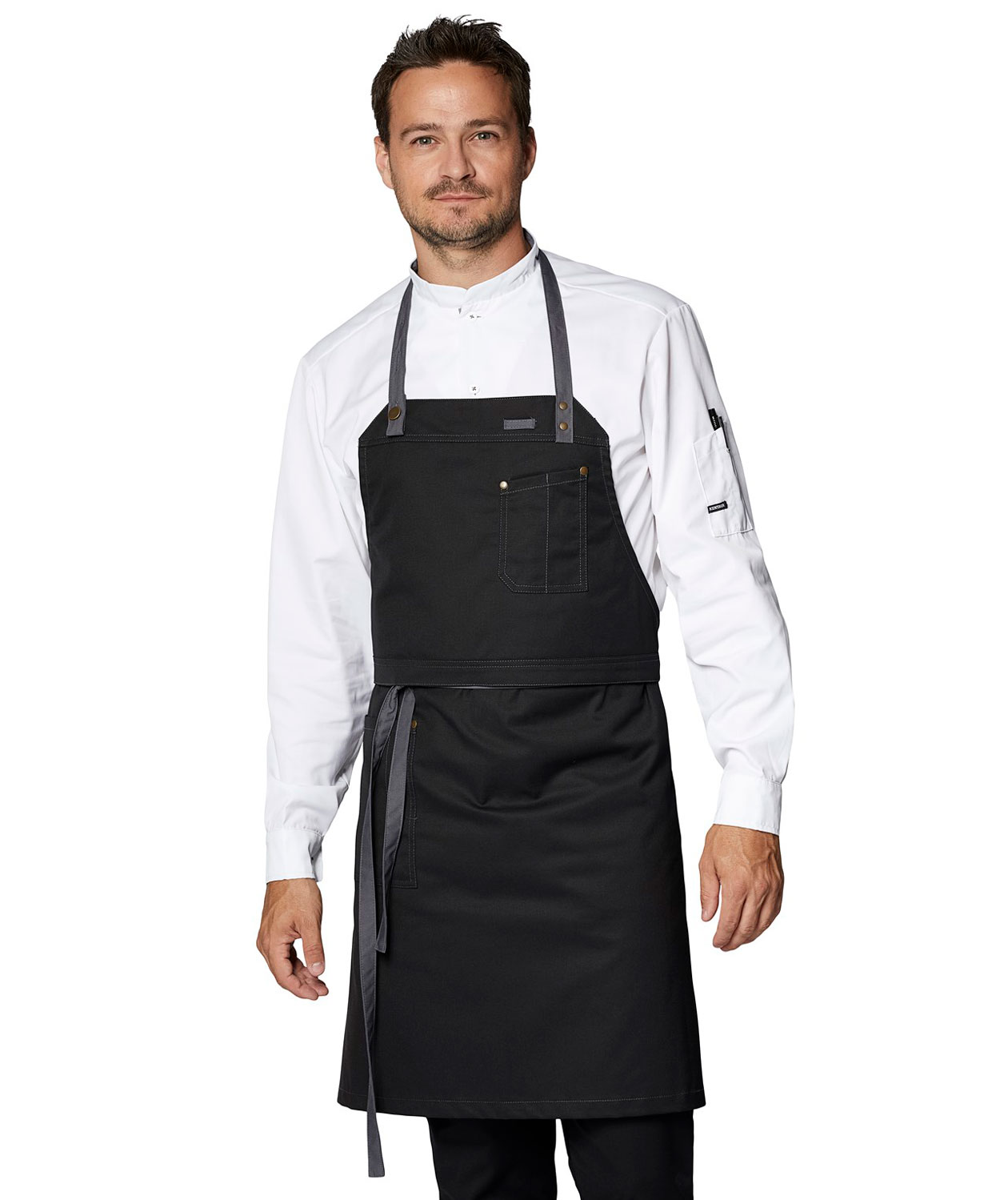 Kentaur Raw bib apron with pockets, Black/Grey
