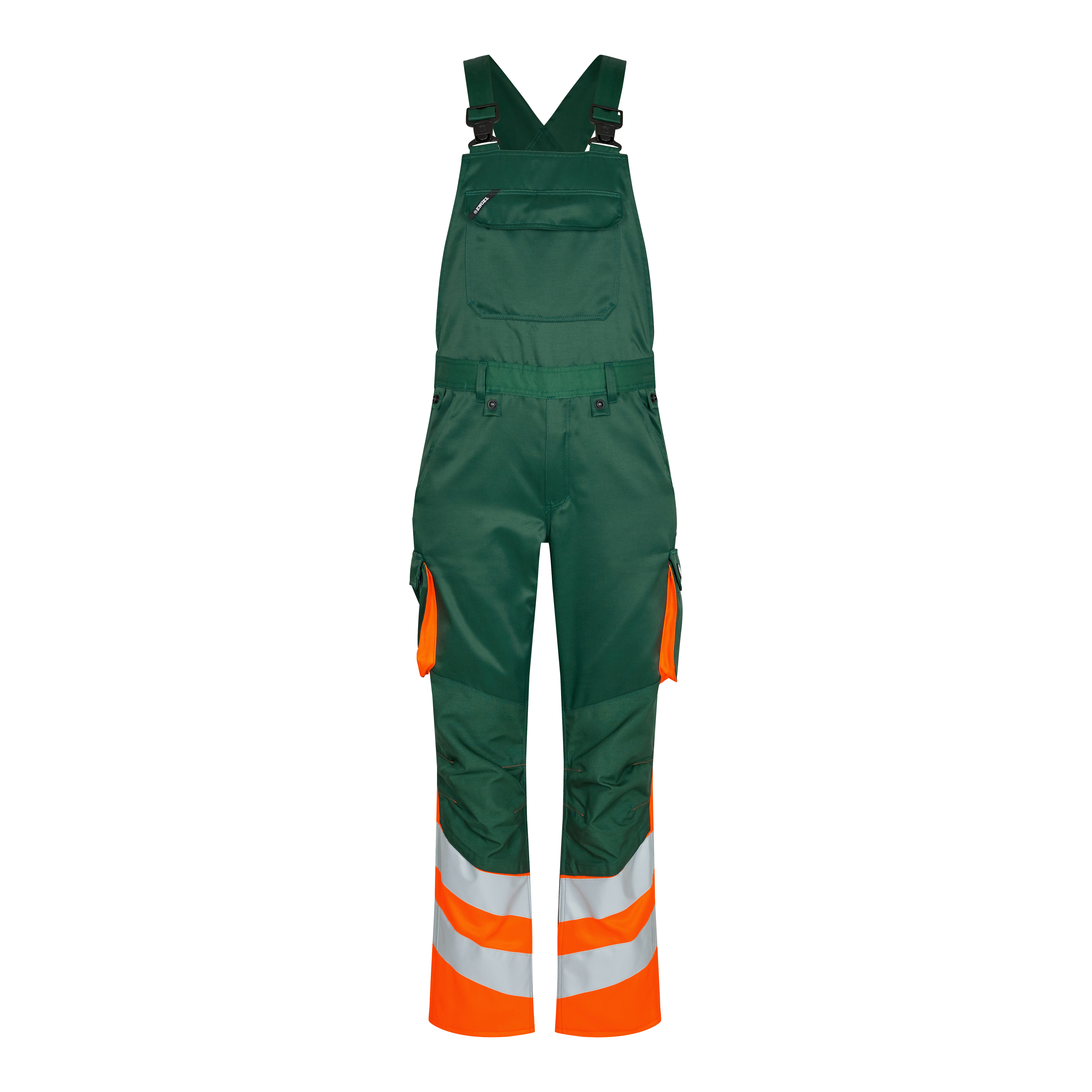 Engel Safety Light Latzhose, Gr&uuml;n/Hi-Vis Orange, Gr&uuml;n/Hi-Vis Orange, swatch
