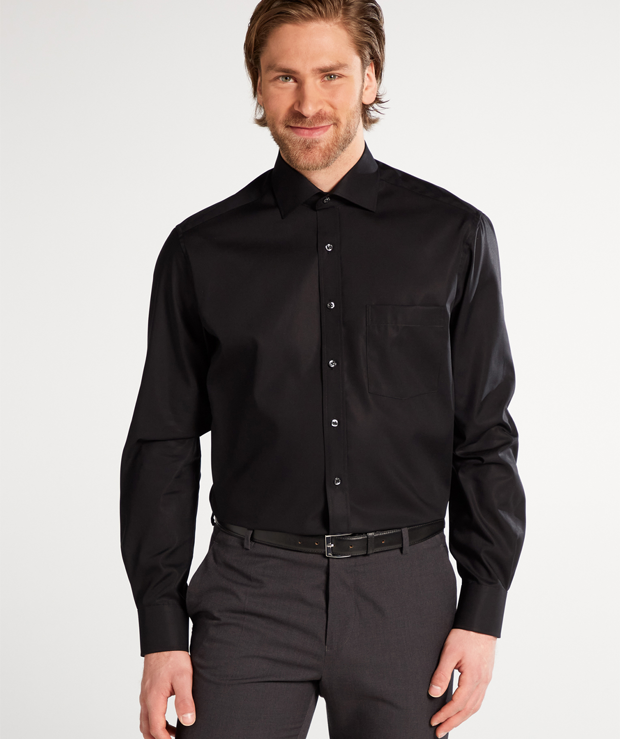 Eterna Uni Modern fit Poplin skjorta, Black