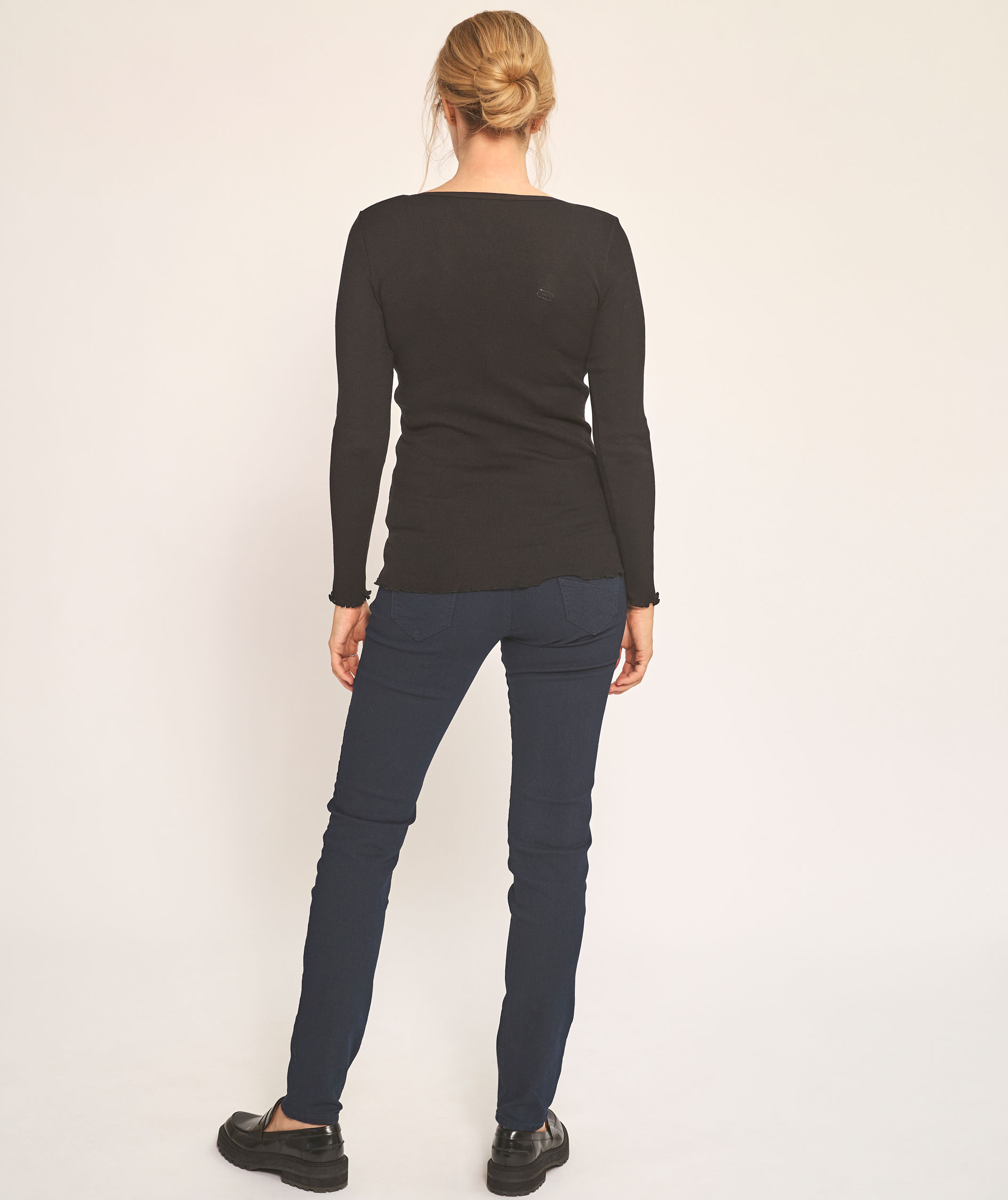 Claire Woman l&aring;ng&auml;rmad T-shirt med merinoull dam, Svart, large image number 3