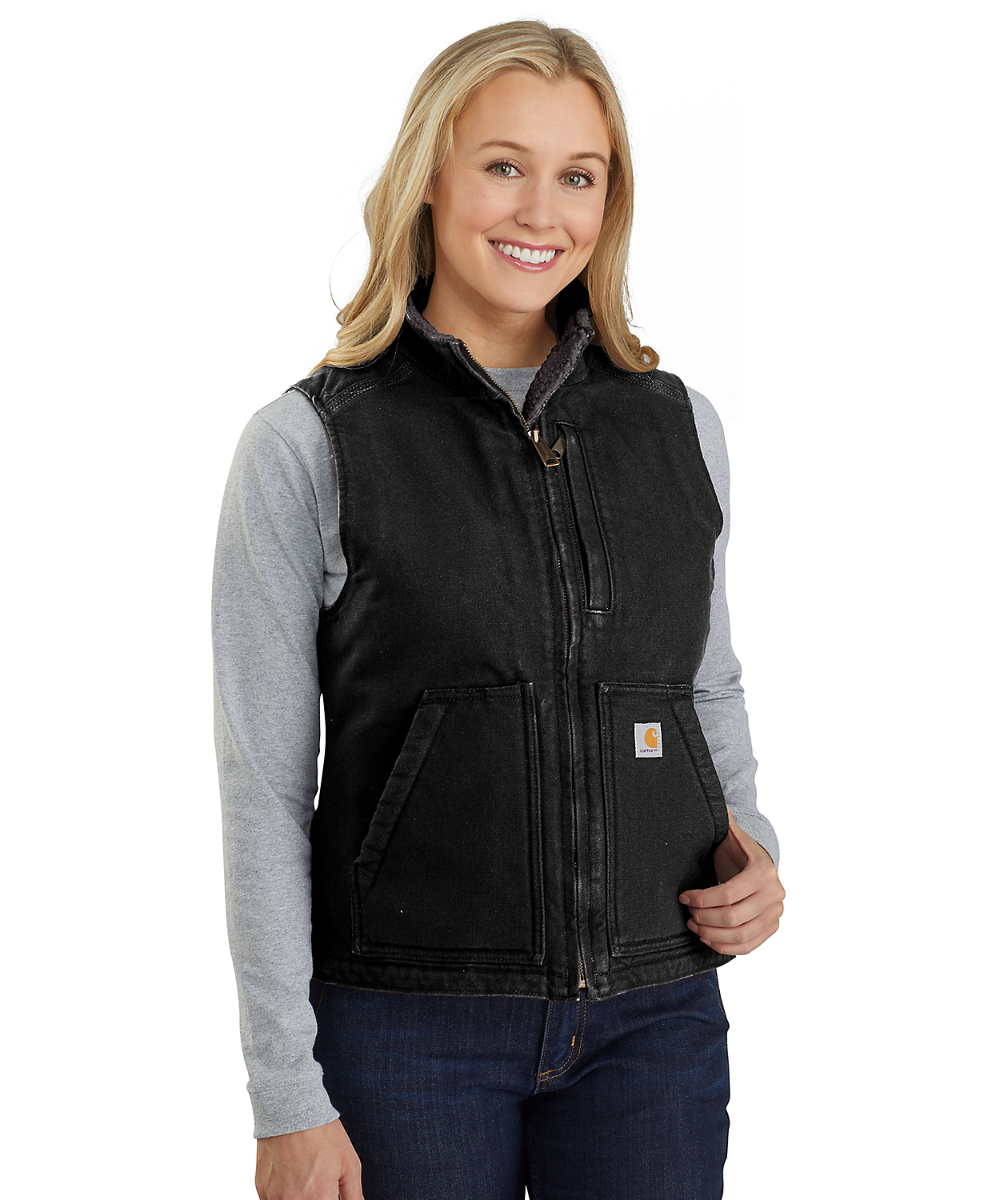 Carhartt Sherpa Mock v&auml;st dam, Black