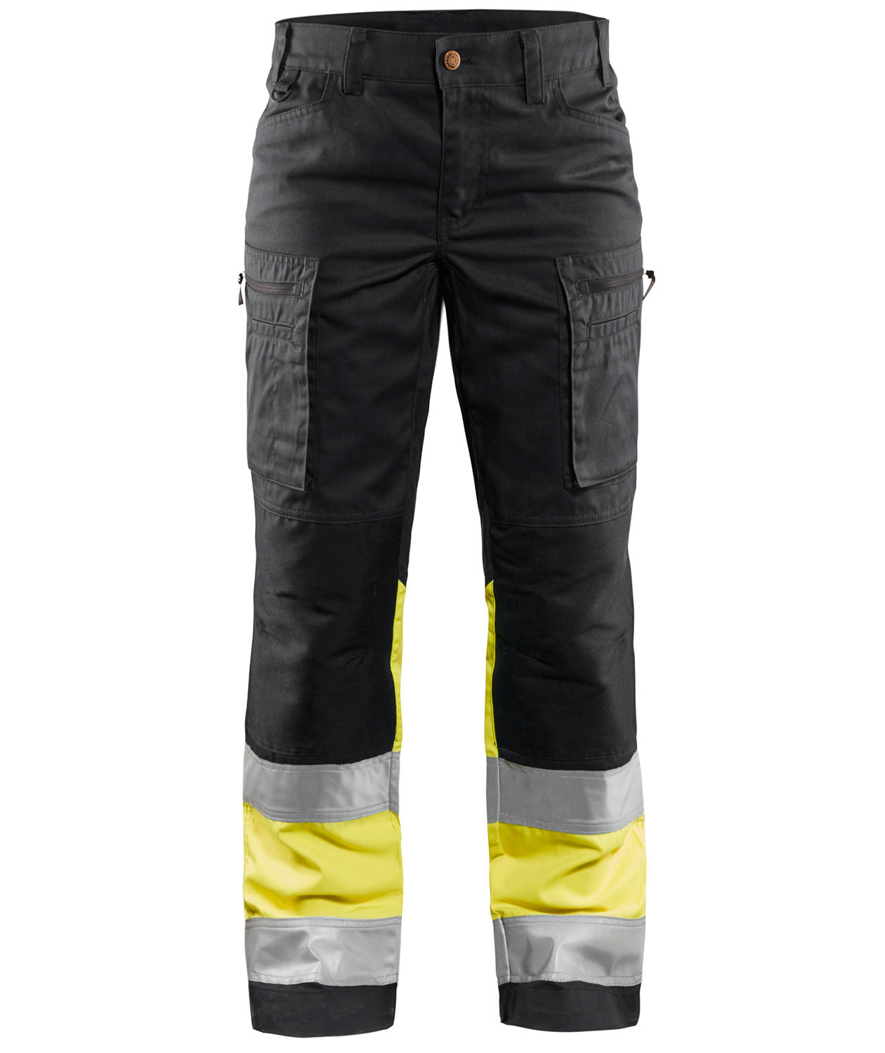 Bl&aring;kl&auml;der stretch arbetsbyxa dam, Svart/Varselgul