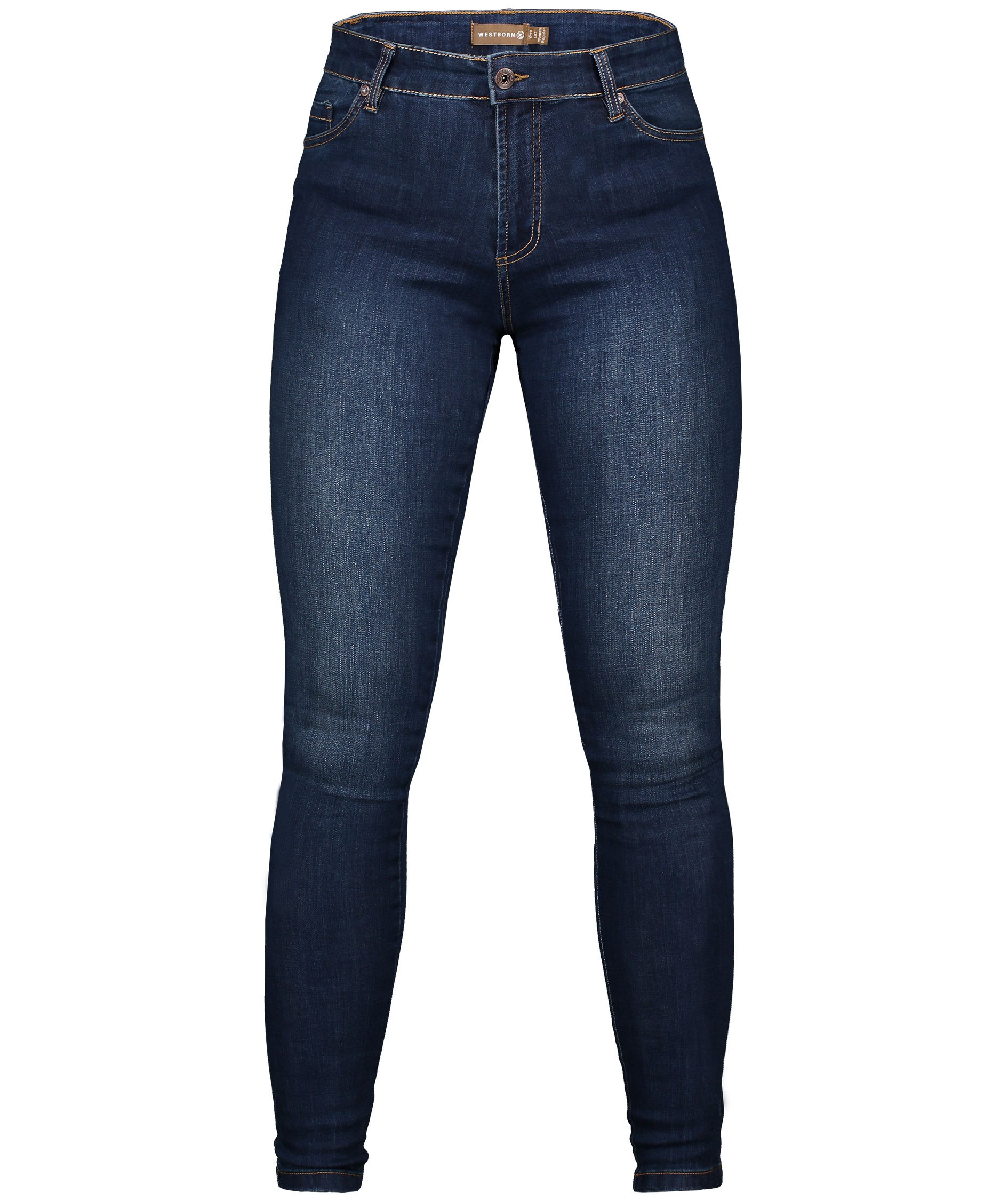 Westborn Slim Fit jeans dam, Denim blue washed