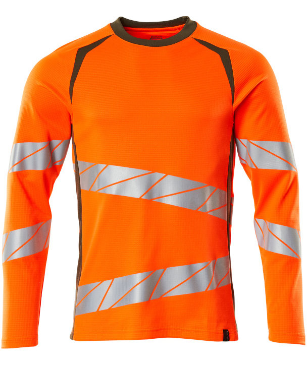 Mascot Accelerate Safe langermet T-skjorte, Hi-vis Oransje/Mosgr&oslash;nn, Hi-vis Oransje/Mosgr&oslash;nn, swatch