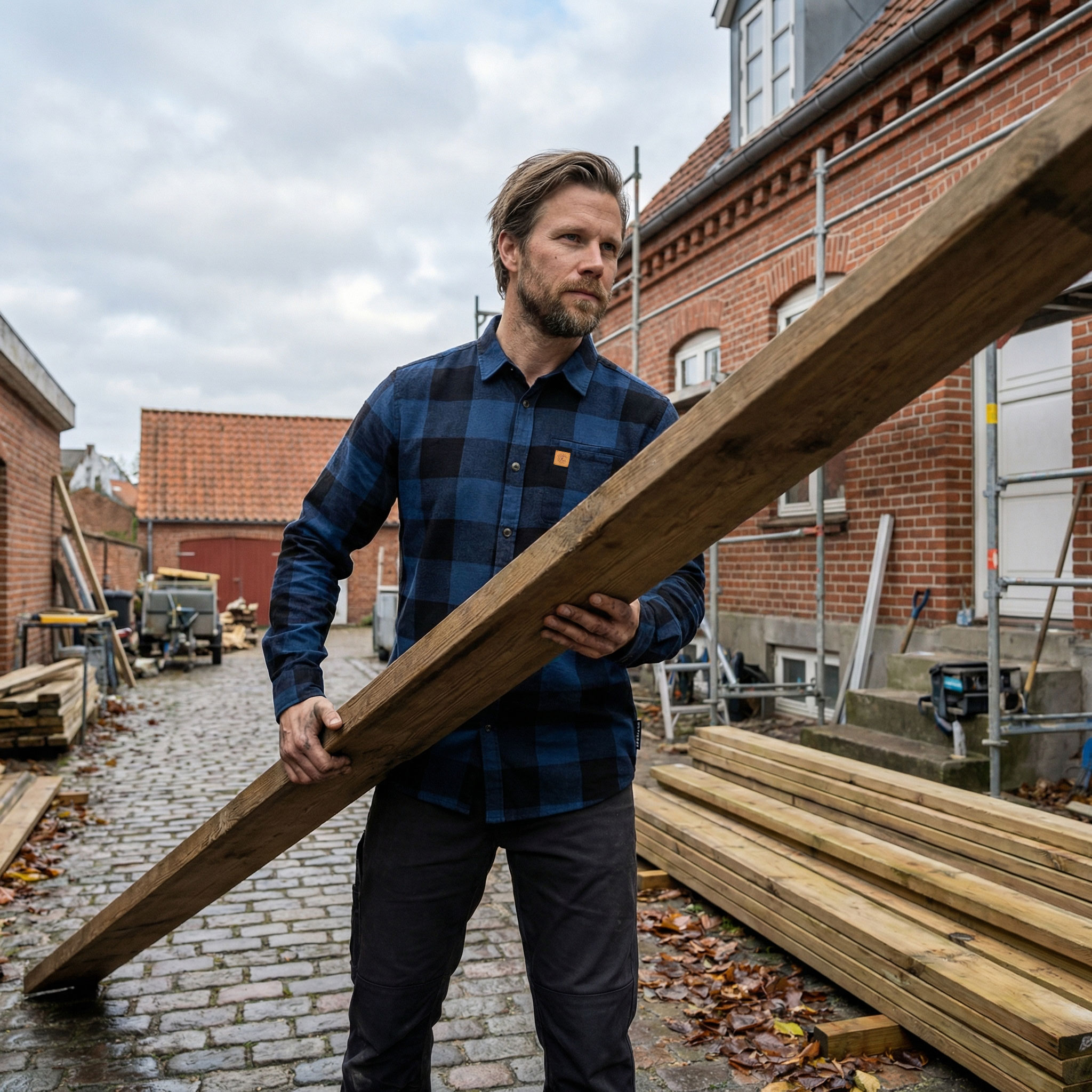 Westborn casual flanellskjorta, Dusty Blue/Black