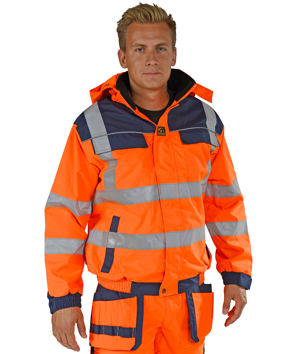 Ocean Medusa jacka, Varsel Orange/Marinbl&aring;