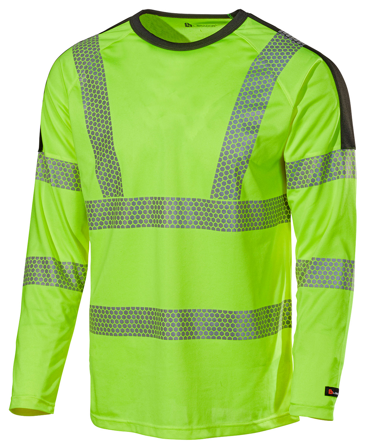 L.Brador 6121P l&aring;ng&auml;rmad T-shirt, Varsel Gul/Svart