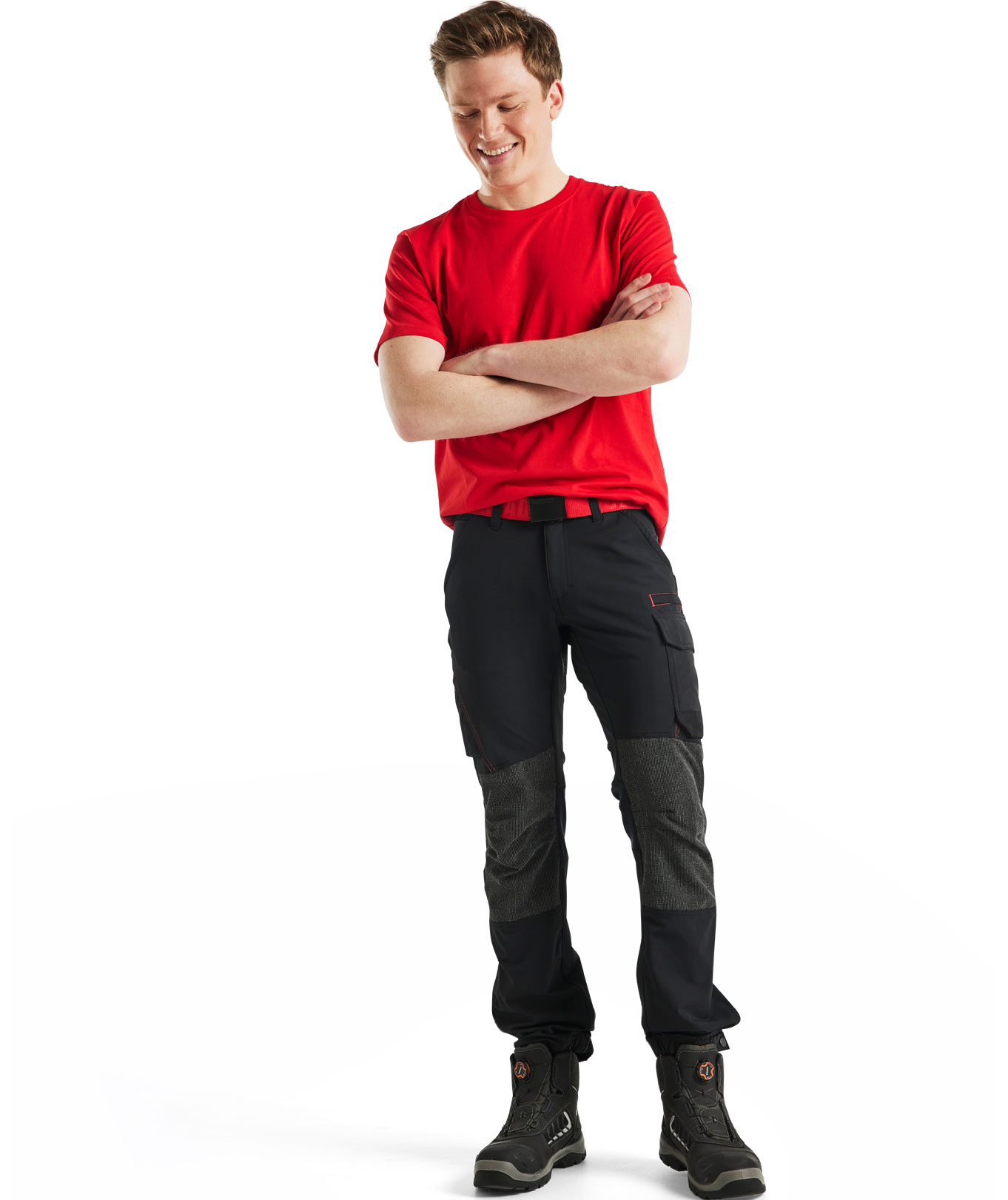 Bl&aring;kl&auml;der servicebyxa full stretch, Svart/R&ouml;d, large image number 1