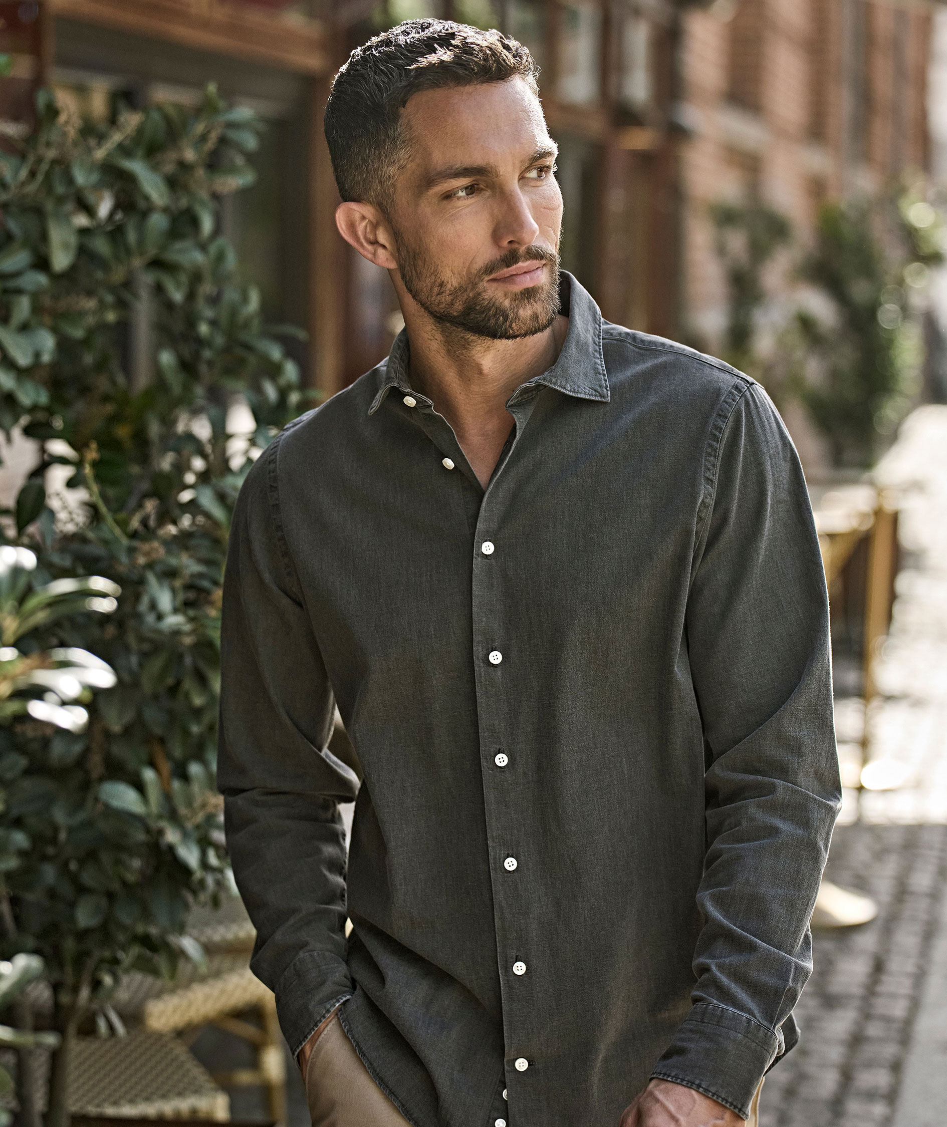 Tee Jays denim shirt, Black Denim