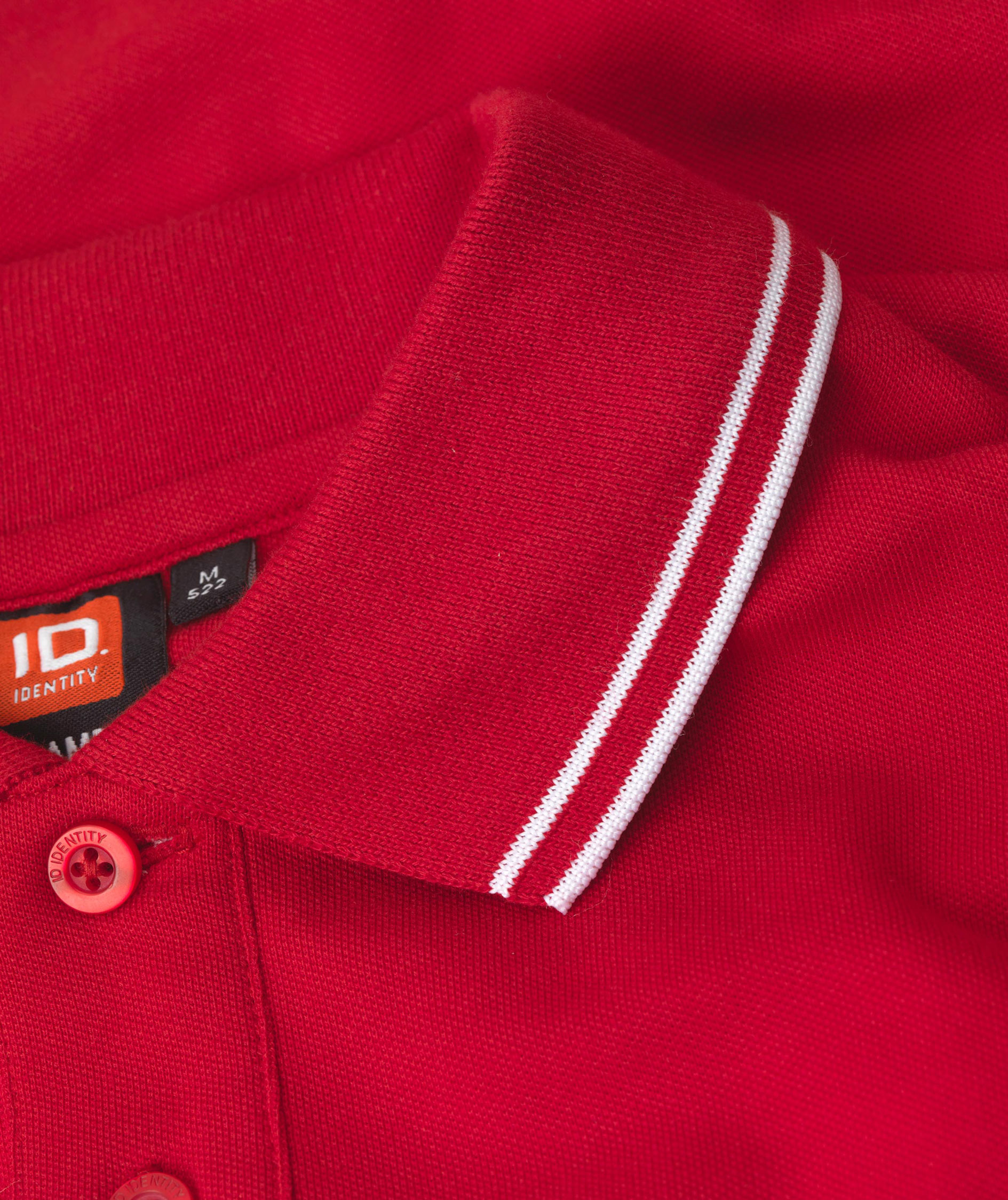 ID Stretch polo T-shirt med kontrast, R&oslash;d, large image number 3