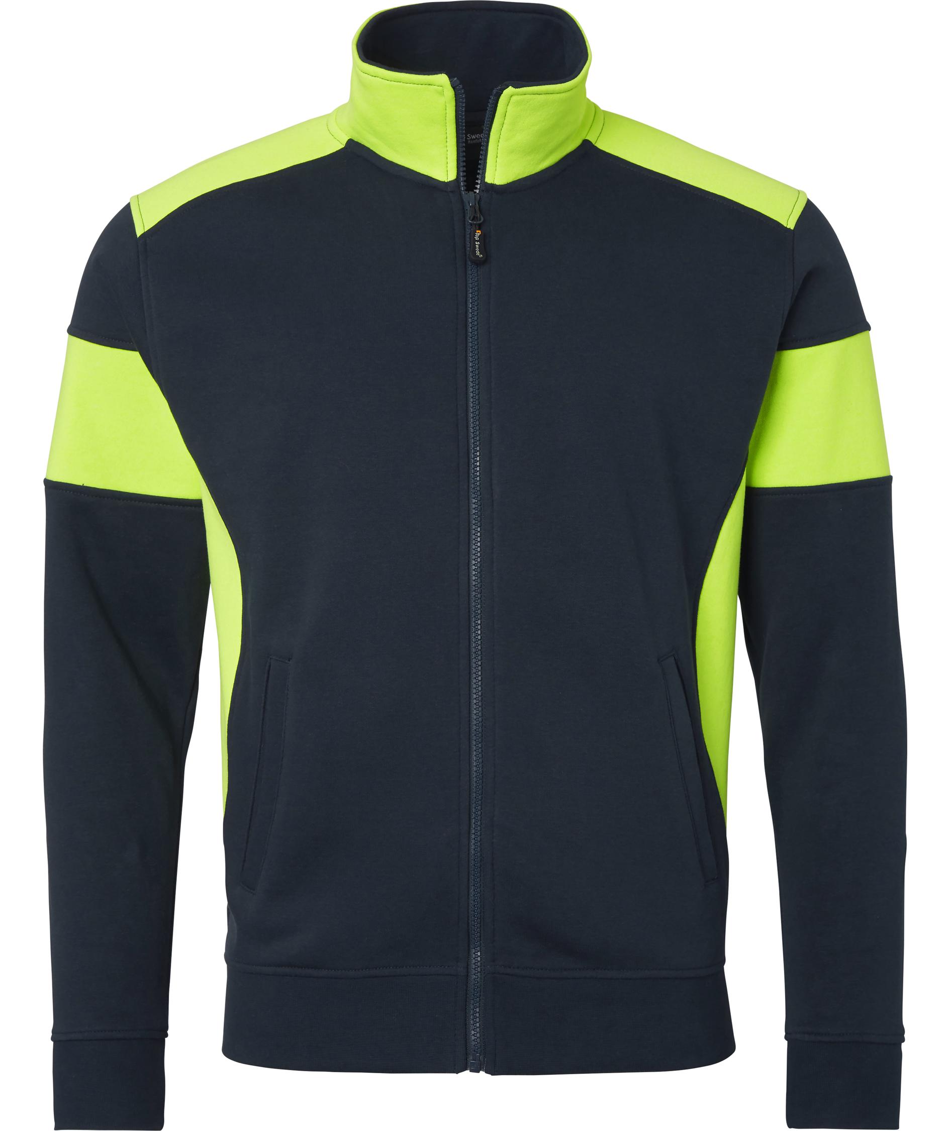 Top Swede cardigan 223, Navy/Hi-Vis gul, Navy/Hi-Vis gul, swatch