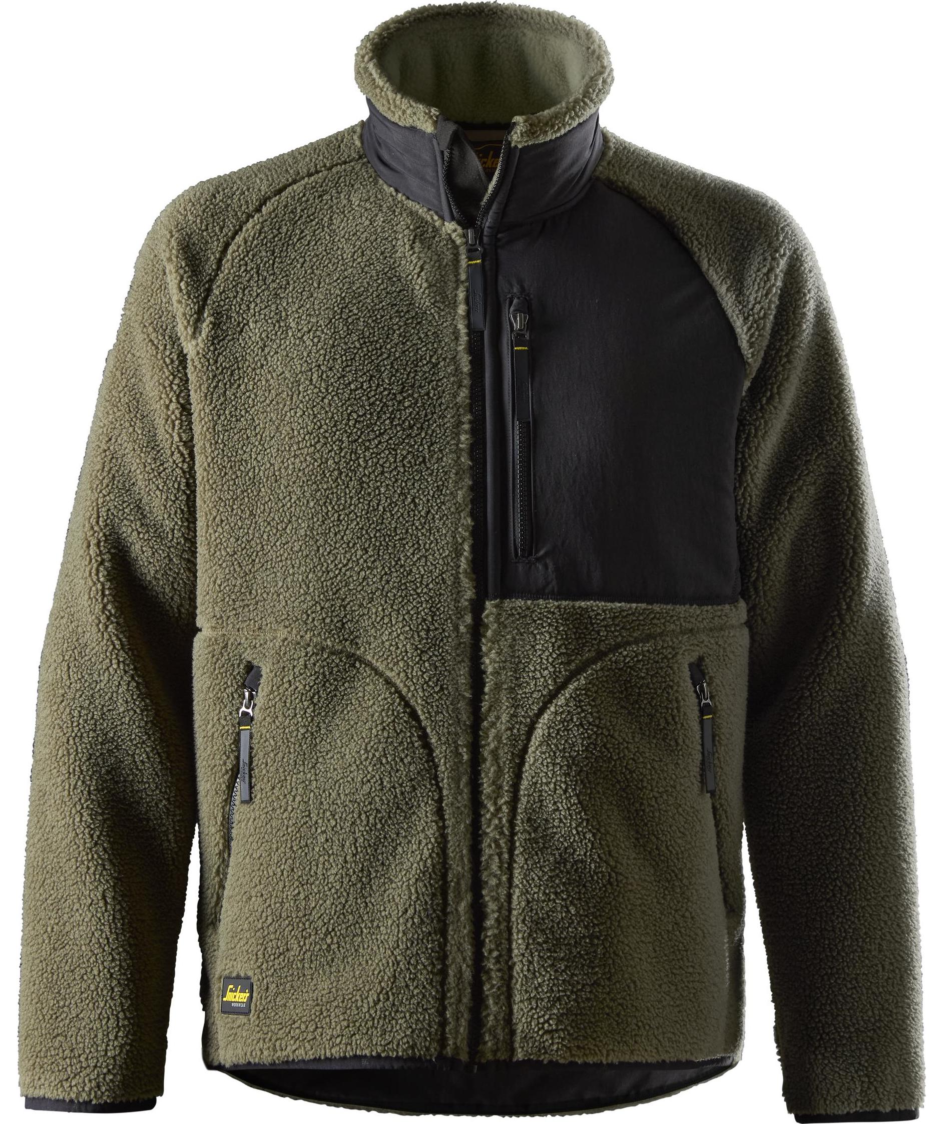 Snickers Polartec&reg; pile fleece jacket 8016, Khaki Green/Black, Khaki Green/Black, swatch