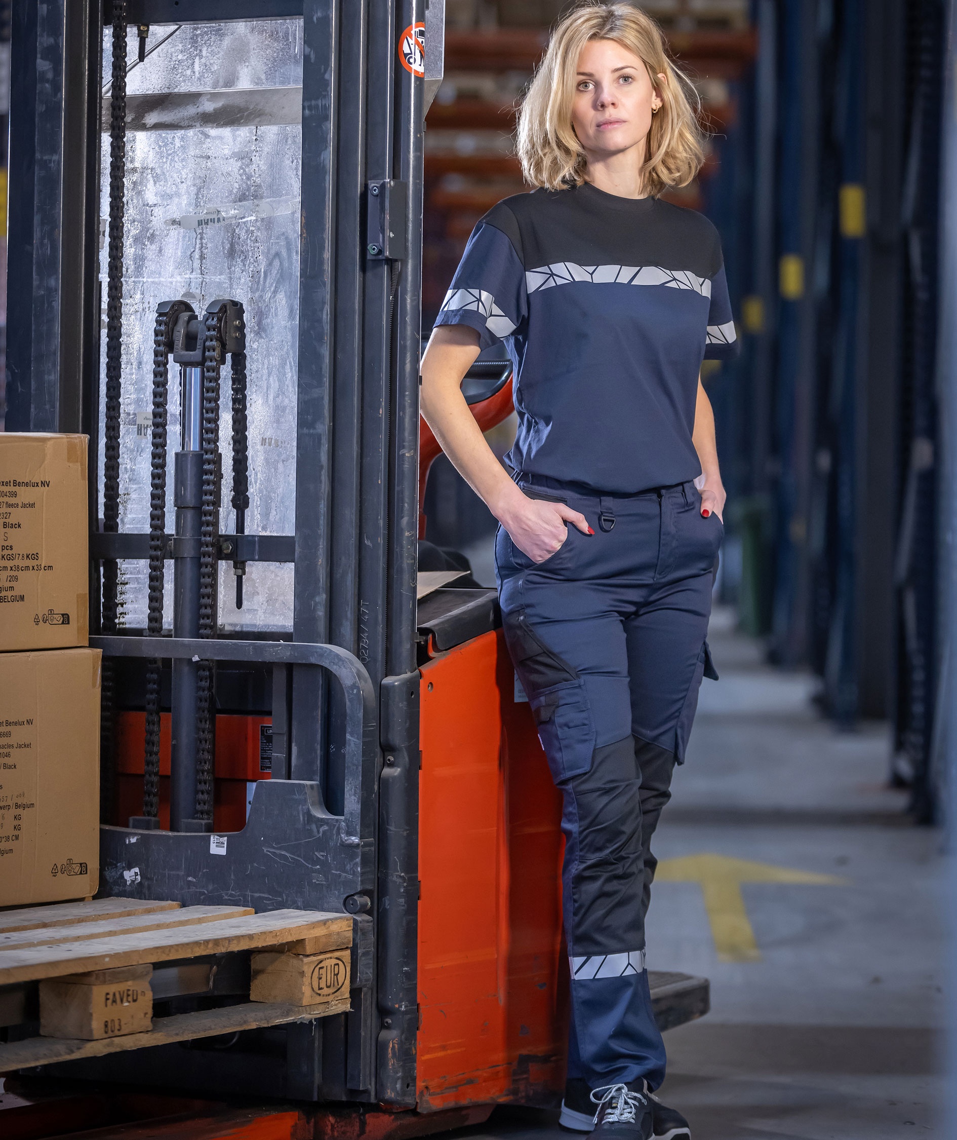 ProJob women's T-shirt 7005, Marine Blue/Black, large image number 7