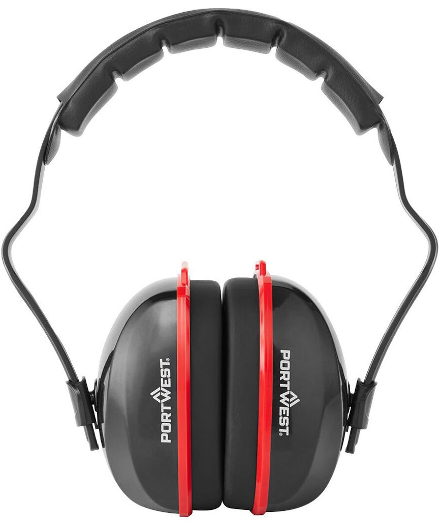 Portwest PW43 komfort h&ouml;rselk&aring;por, Svart/R&ouml;d