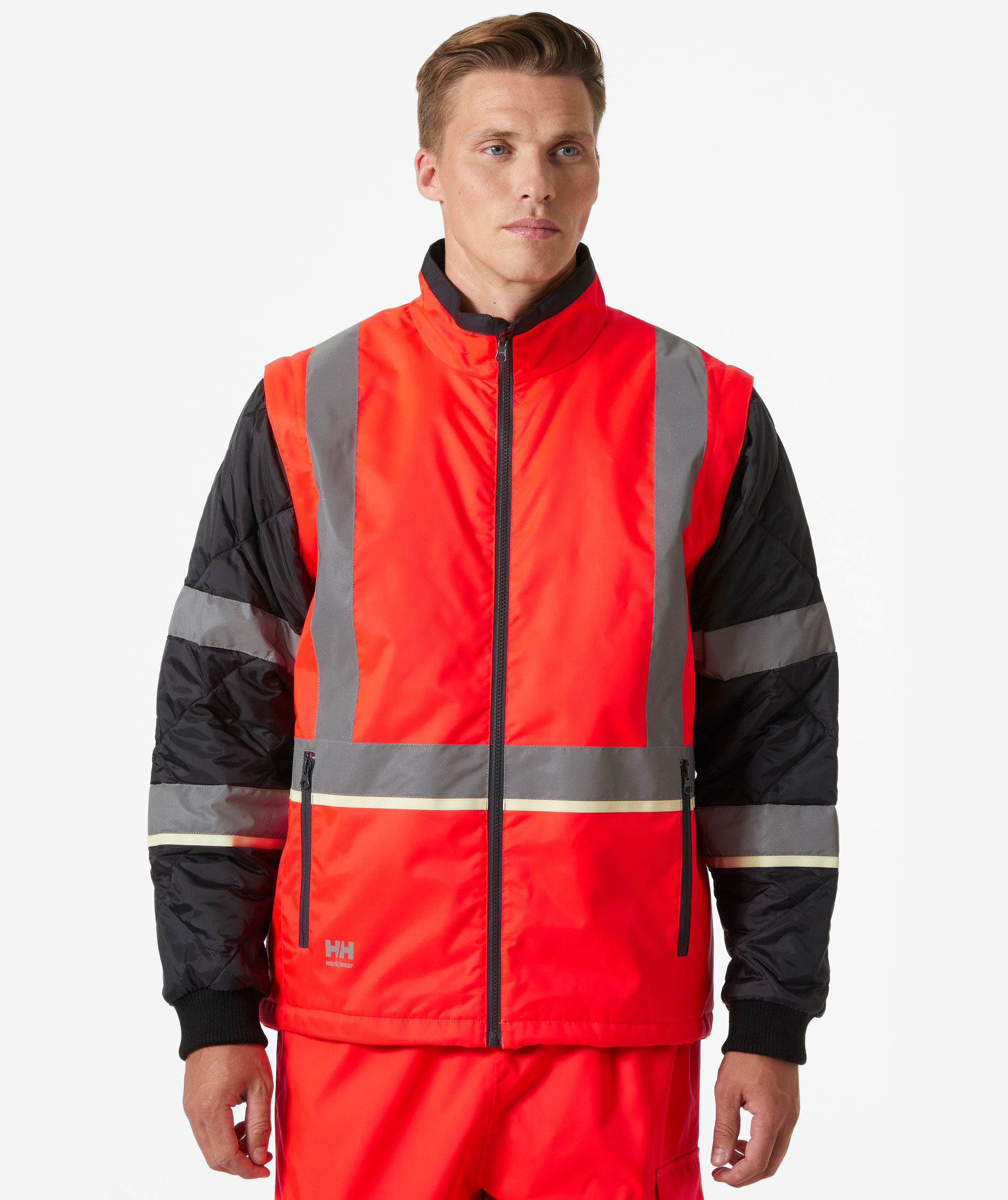 Helly Hansen UC-ME 2-i-1 insulator jakke, Hi-Vis R&oslash;d/Ebony, large image number 2