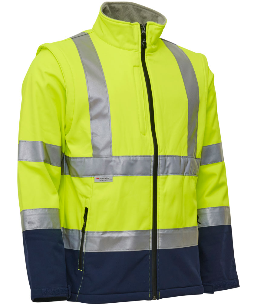 ELKA Visible Xtreme 2-i-1 softshelljacka, Varsel yellow/marinbl&aring;