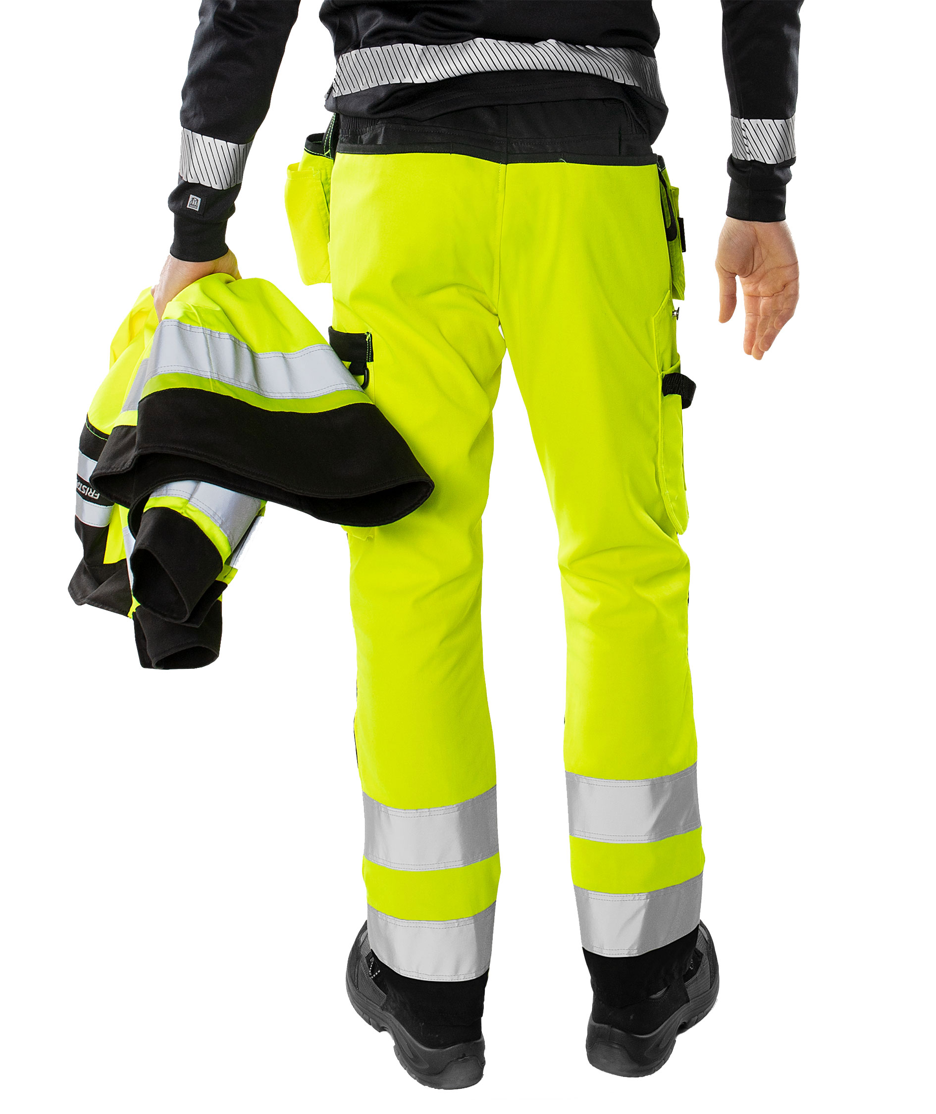 Fristads Green h&aring;ndverksbukse 2641 GPLU, Hi-vis Gul/Svart, large image number 4