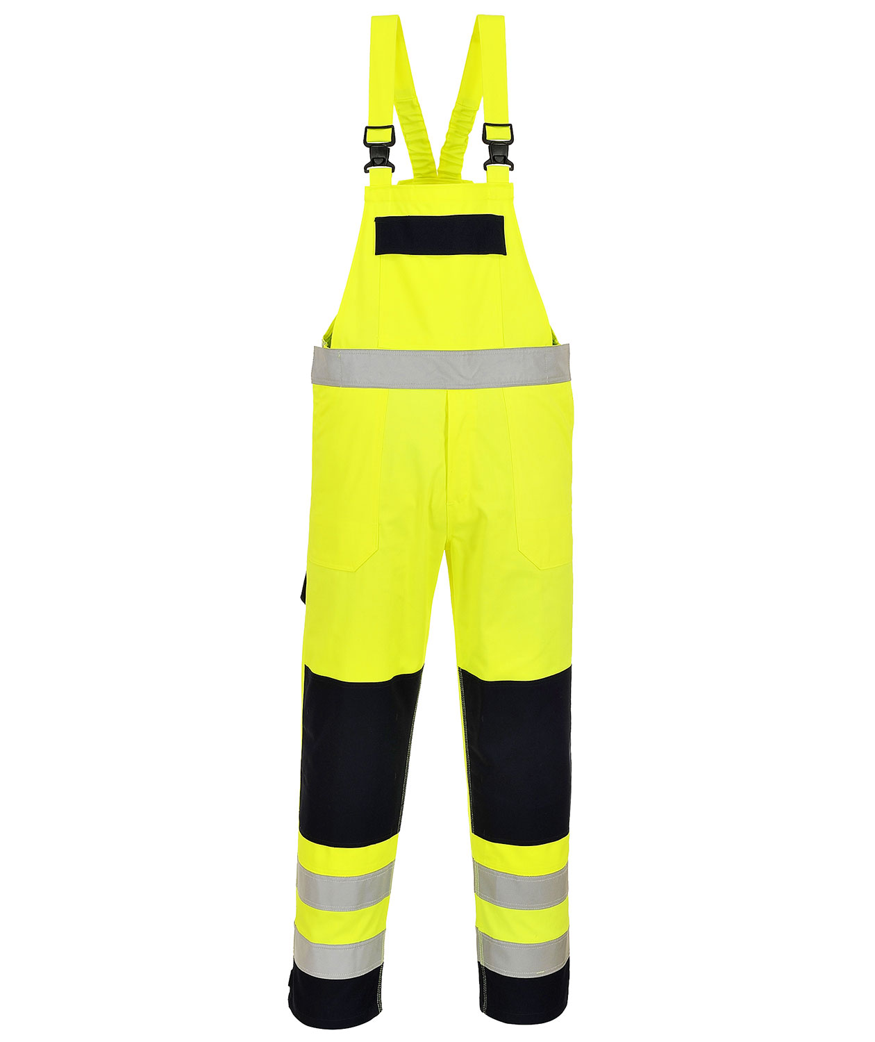 Portwest Multinorm h&auml;ngselbyxa, Varsel yellow/marinbl&aring;