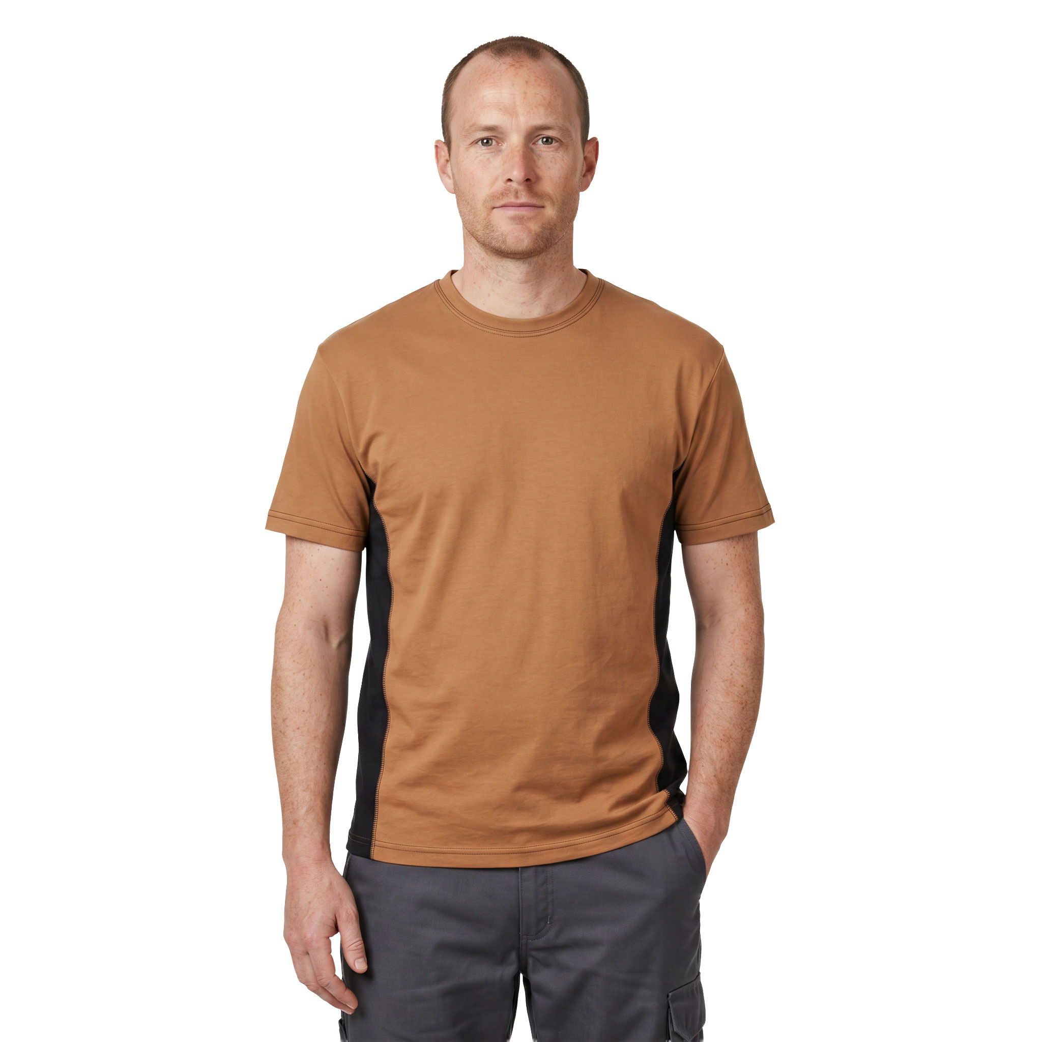 J.A.K. Basic T-shirt 1624, Camel/Sort, large image number 2