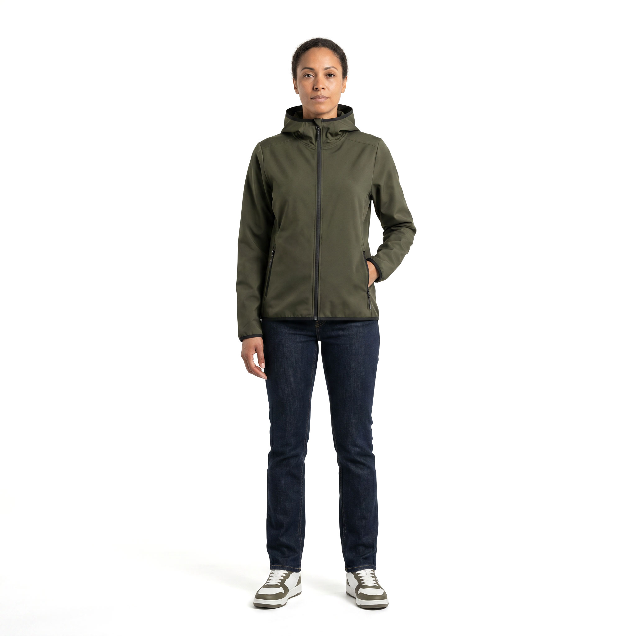 Westborn women's hoodie with zipper, Dusty Olive, large image number 2