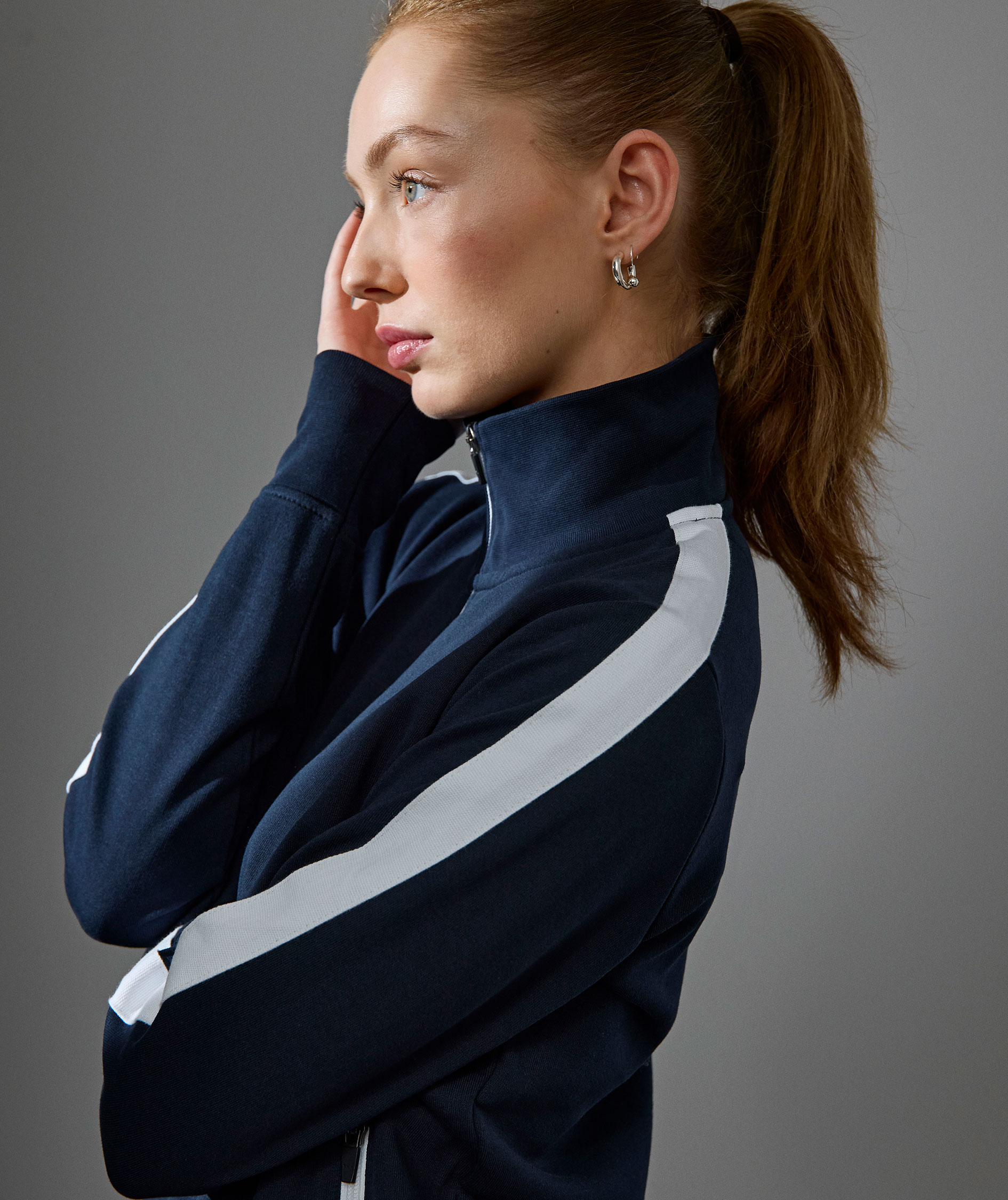 ID women's work sweater with zipper/cardigan, Marine Blue, large image number 1