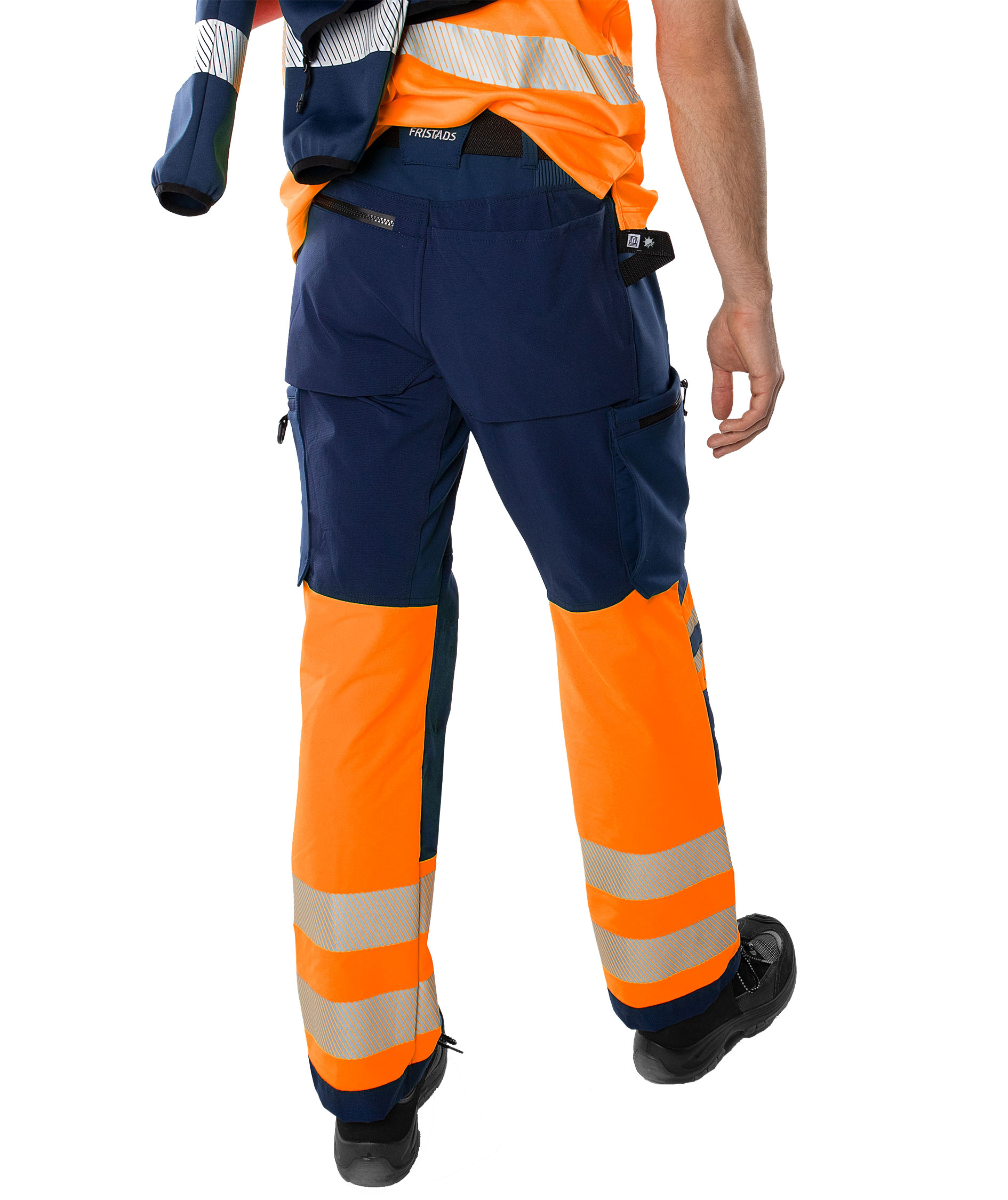 Fristads Green work trousers 2647 GSTP full stretch, Hi-Vis Orange/Navy, large image number 3