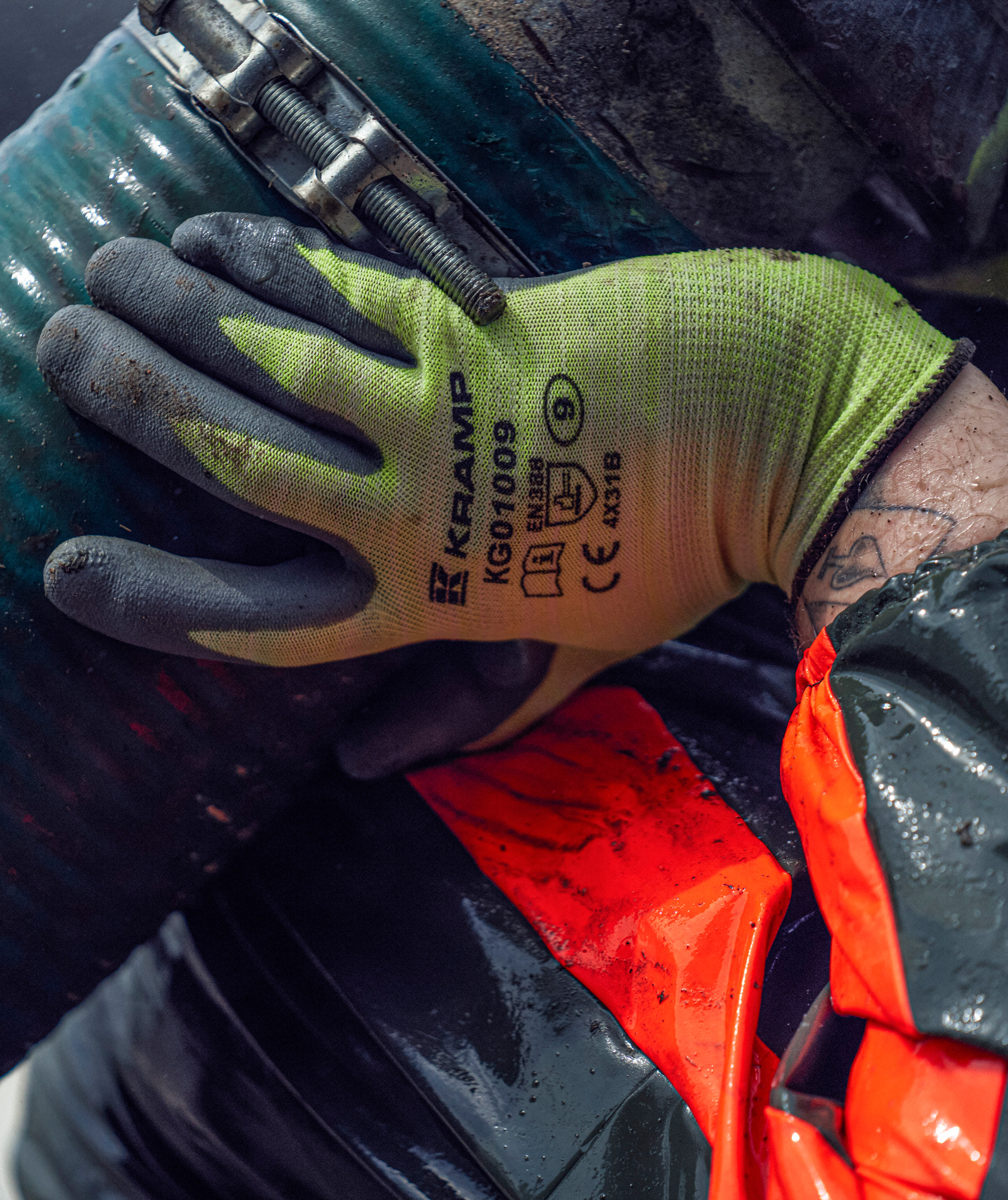 Kramp 7.001 Junior Arbeitshandschuhe, Gr&uuml;n/Grau