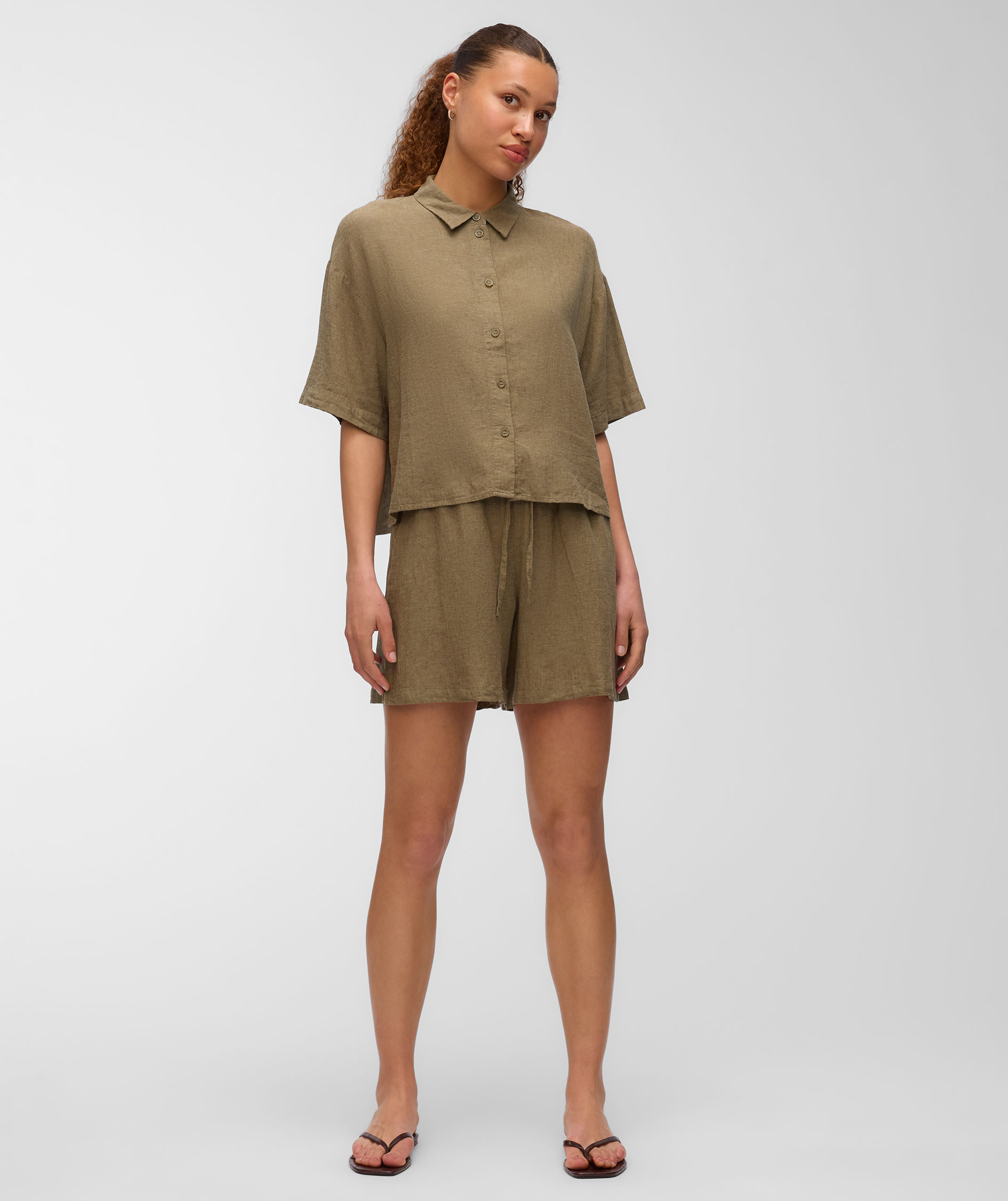 Vero Moda VMLINN women's linen shorts, Kalamata Melange, large image number 1