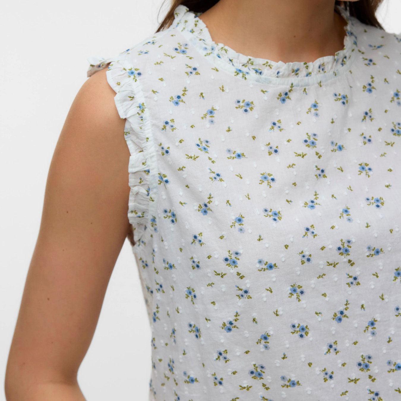 Vero Moda VMTRINE women's blouse, Snow White/Marguerite Blue Jasper, large image number 4
