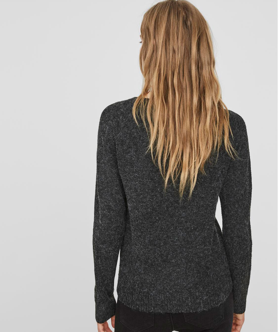 Vero Moda VMDOFFY dame strikket genser, Black melange, large image number 3