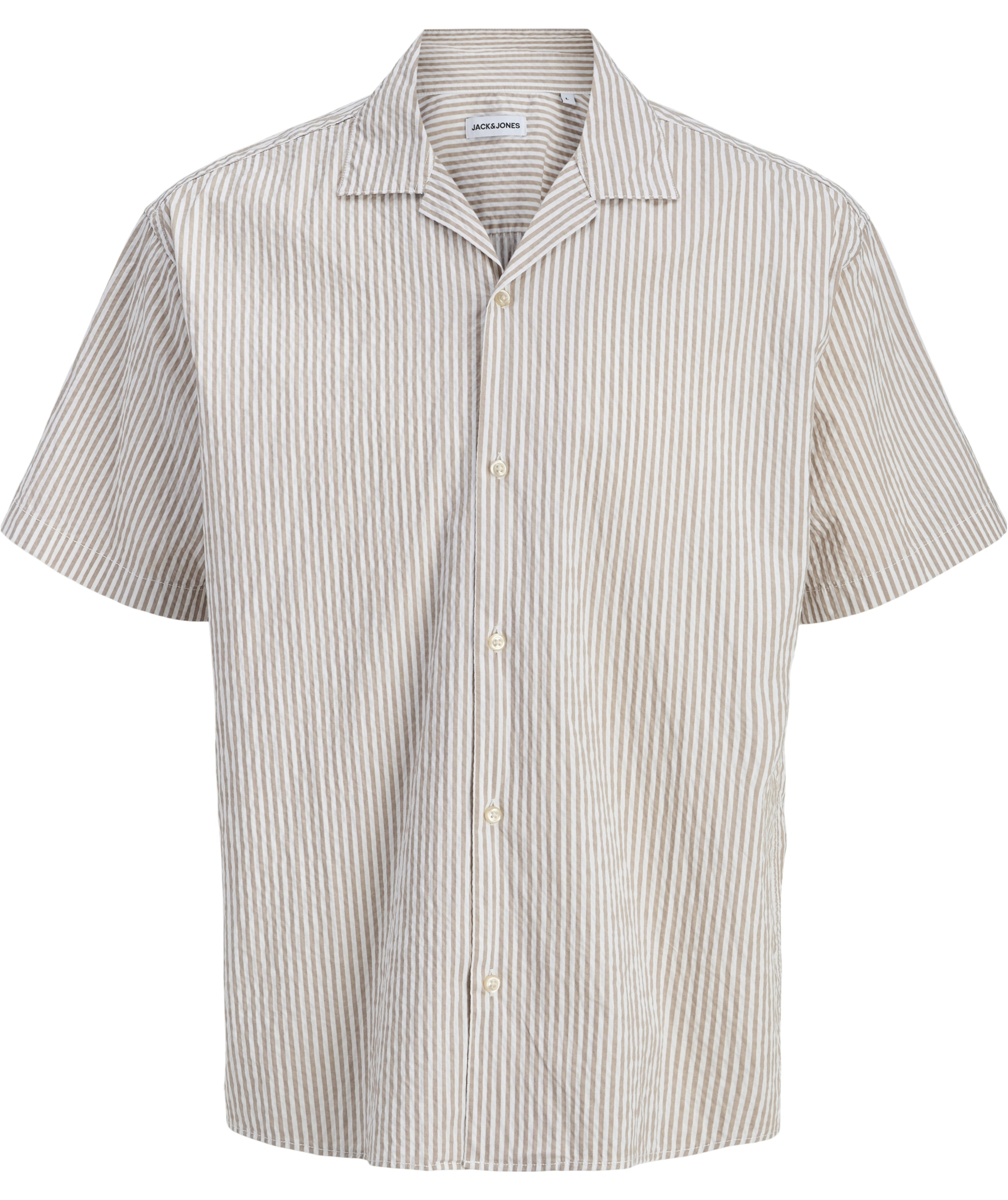 Jack & Jones JJMILO SEERSUCKER RESORT kort&auml;rmad skjorta, String Stripe