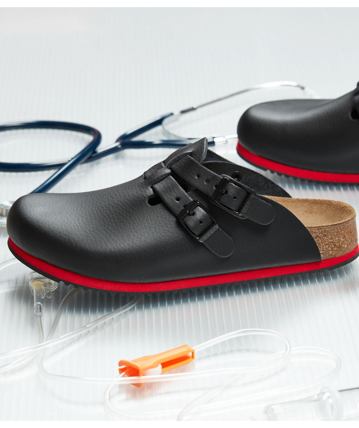 Birkenstock Kay Regular Fit sandaler, Svart/R&ouml;d