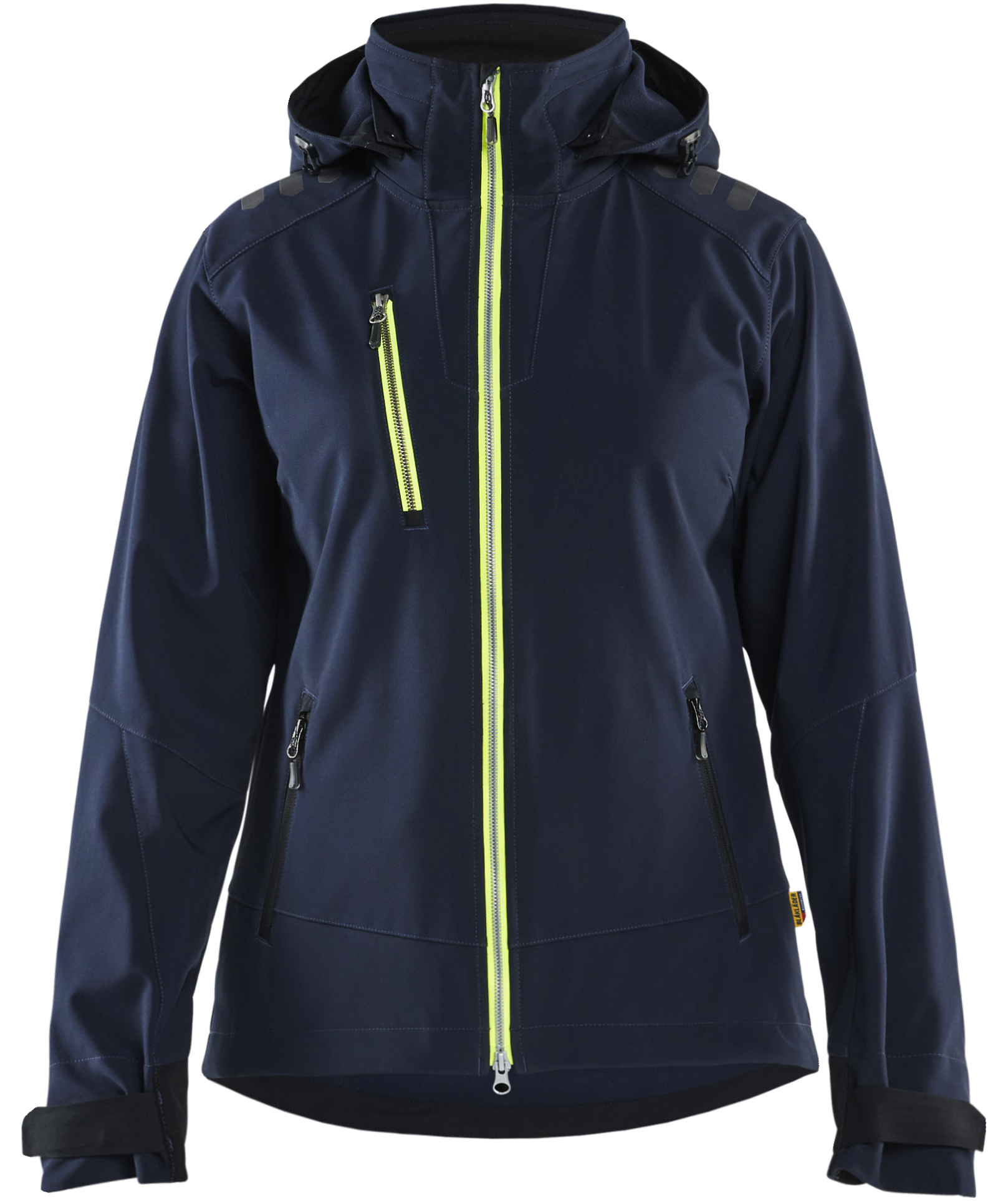 Bl&aring;kl&auml;der softshelljacka full stretch dam, M&ouml;rk Marinbl&aring;/Hi-Vis Gul, M&ouml;rk Marinbl&aring;/Hi-Vis Gul, swatch