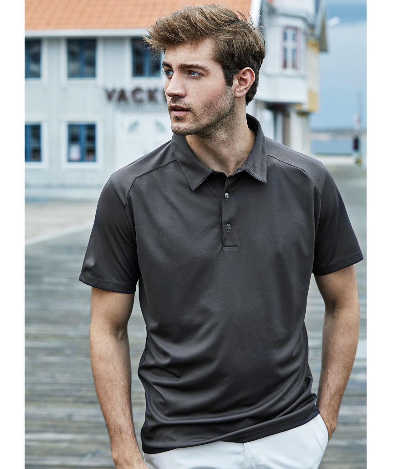 Tee Jays Luxury Sport pik&eacute;tr&ouml;ja, M&ouml;rkgr&aring;, large image number 1