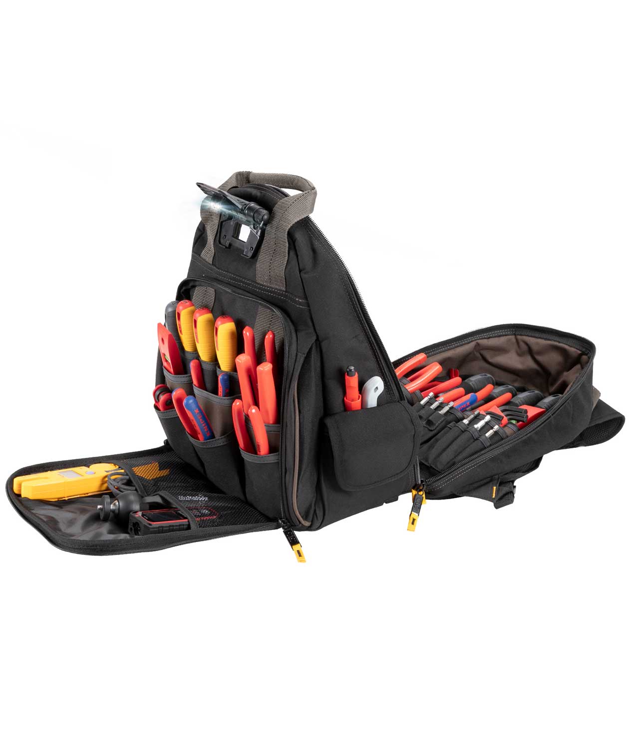 CLC Work Gear L255 tool backpack with LED light 50L, Black/Brown, Black/Brown, large image number 4