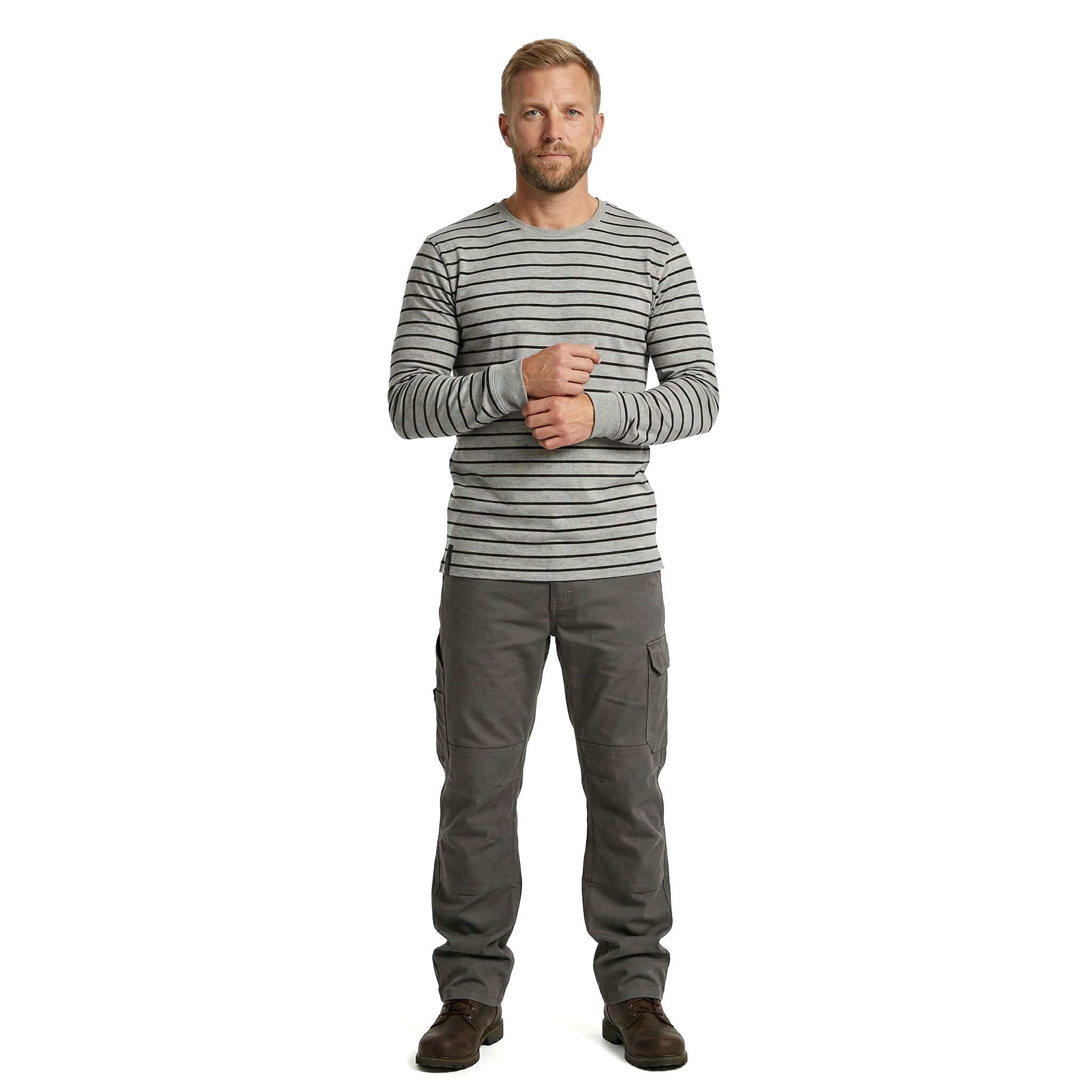 Kramp Technical lang&aelig;rmet T-shirt, Gr&aring; Melange/Sort, large image number 2